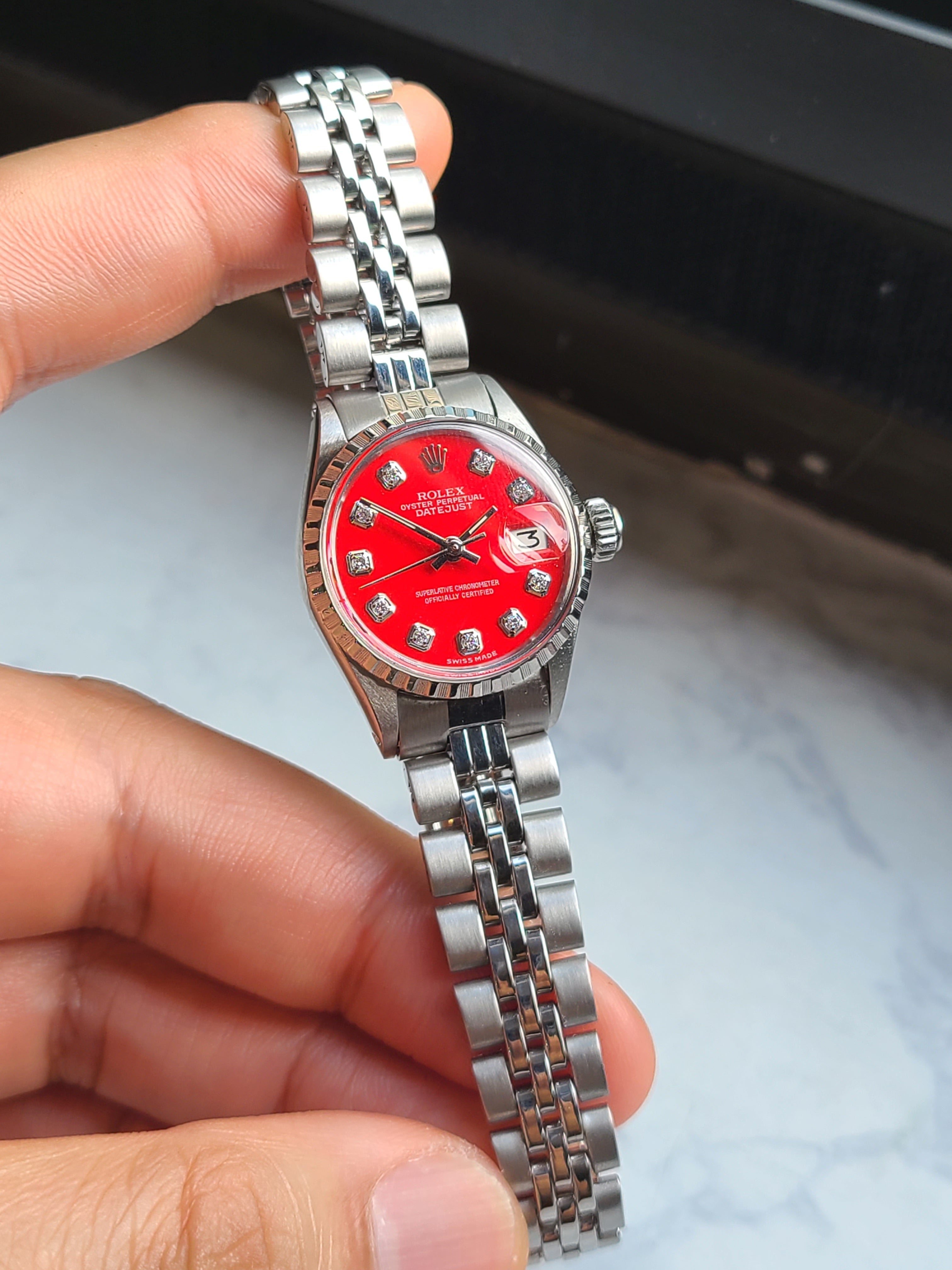 Rolex Datejust Red 10 Points Diamond Women's 롤렉스 여성용 데이저스트 코랄레드 10p 다이아몬드