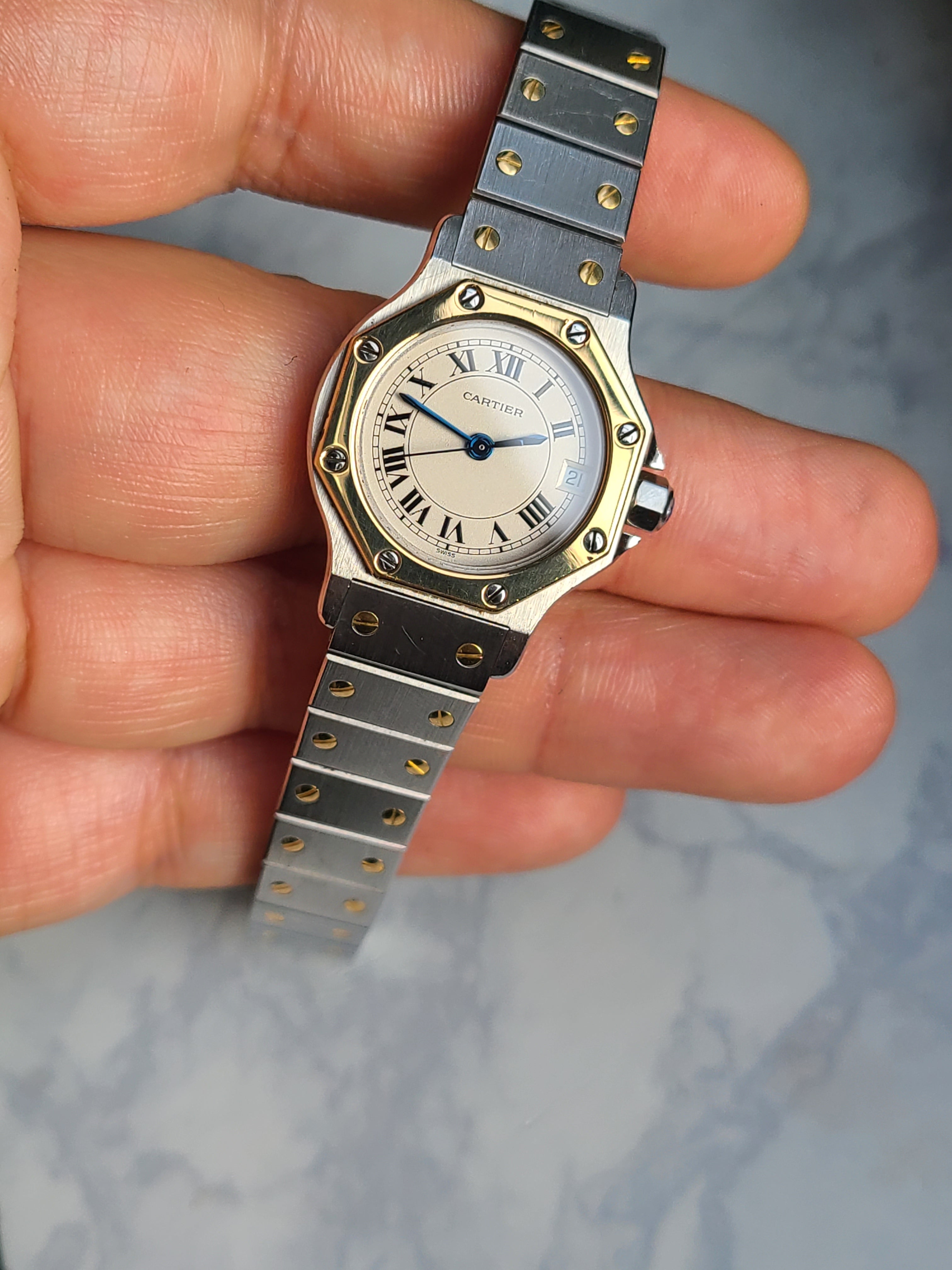 Cartier Santos Octagon SM 까르띠에 산토스 까레 옥타곤 18K 콤비 SM 스몰 사이즈 여성용