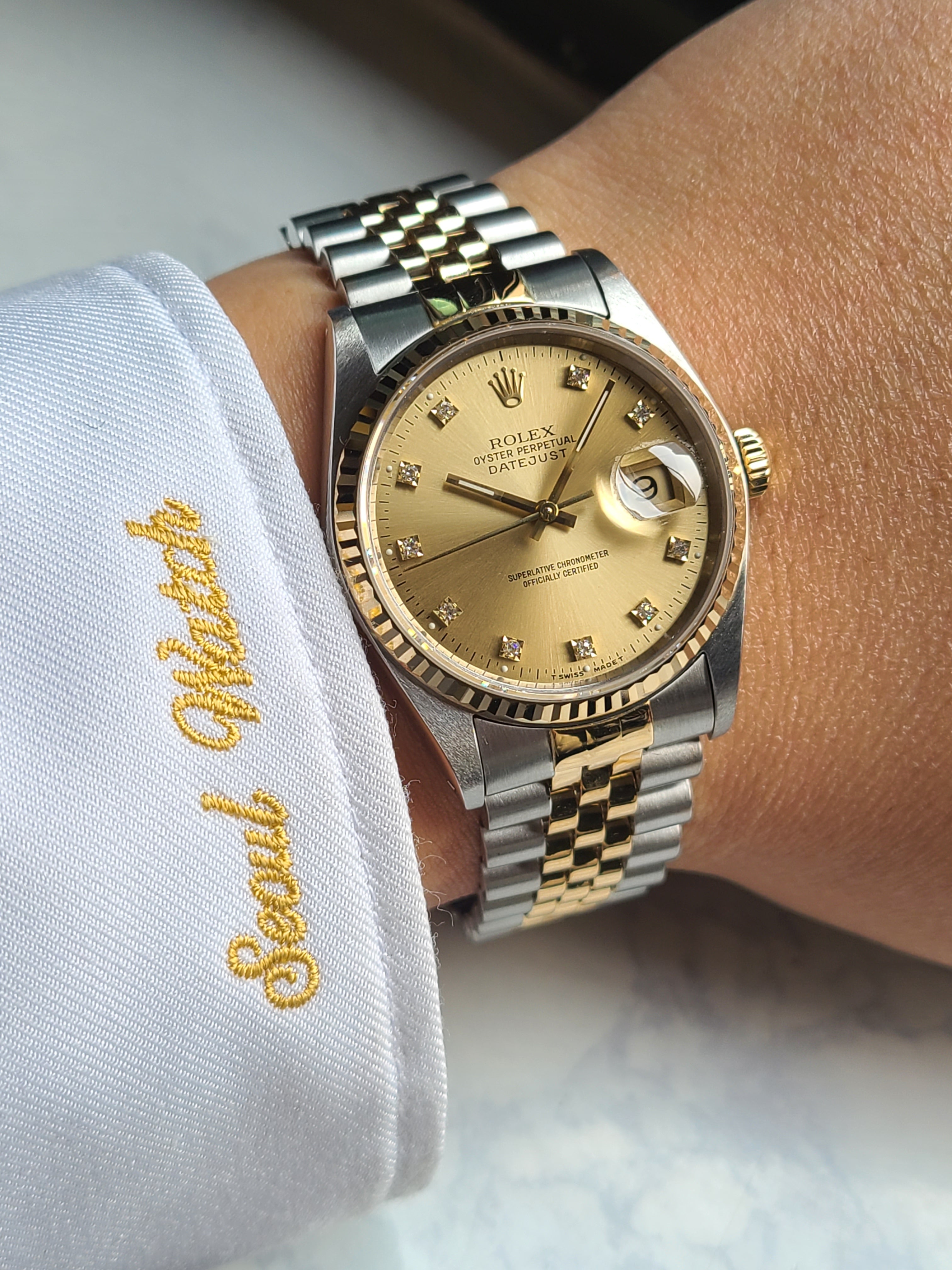 Rolex Datejust 36 10P Diamond 롤렉스 데이저스트 36 샴페인골드 10P 순정 다이아몬드 18K 옐로우골드 콤비