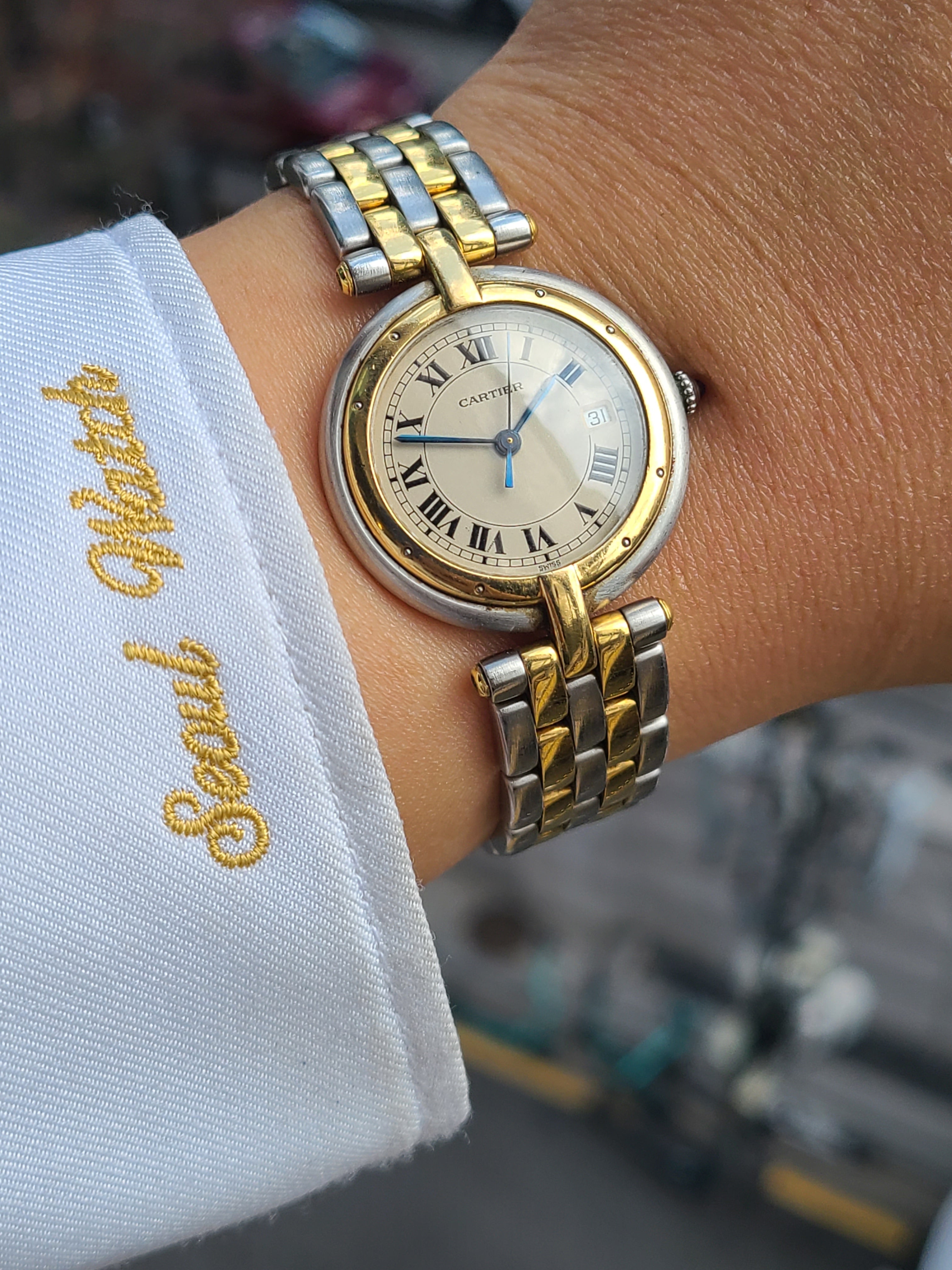 Cartier Panthere Date Two-Tone LM 까르띠에 원형 팬더 18K 콤비 데이트 LM 라지