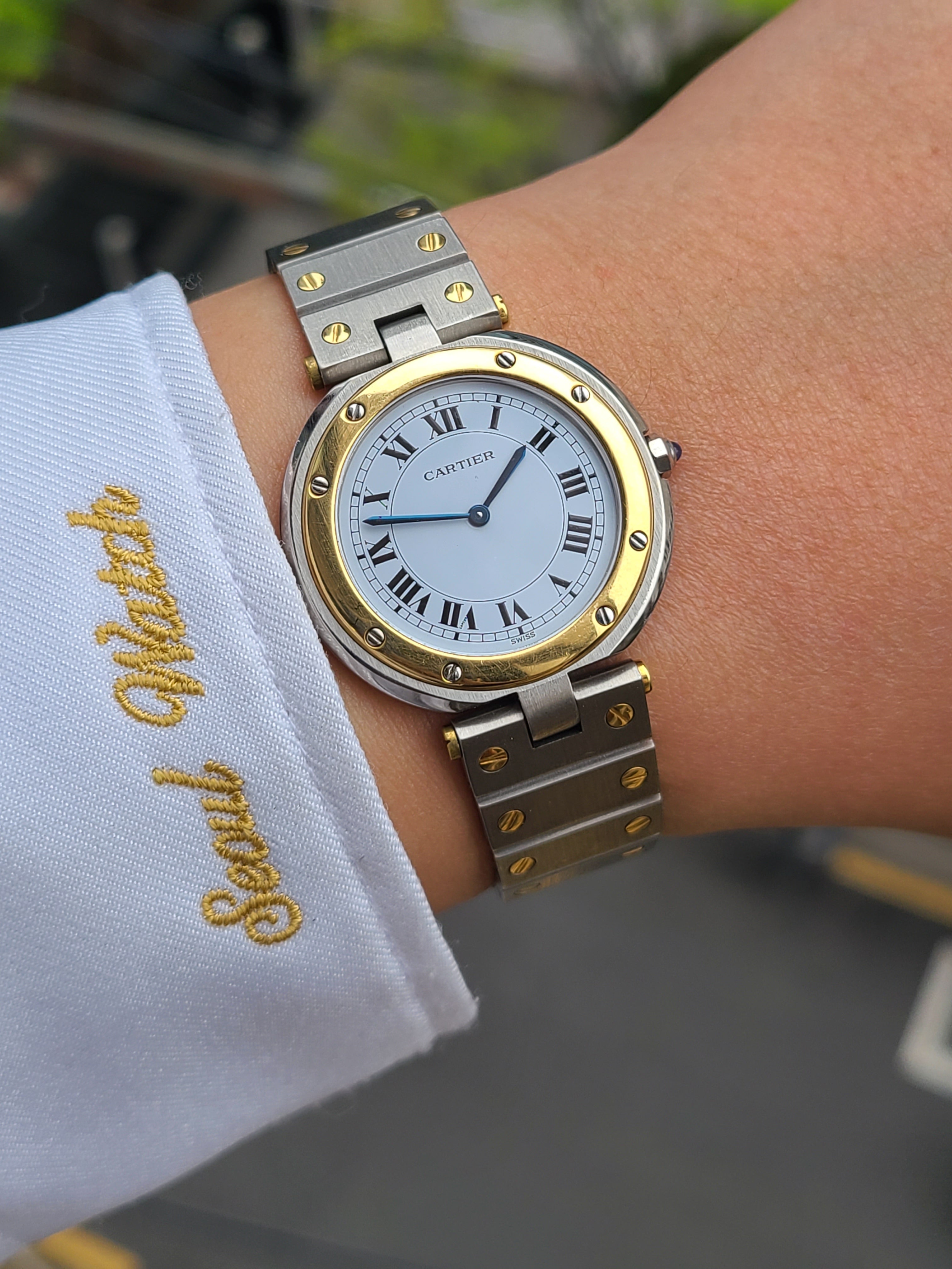 Cartier Santos Galbee 18K Gold Two-Tone Men's LM 까르띠에 산토스 롱드 18k 콤비 LM 라지 남성