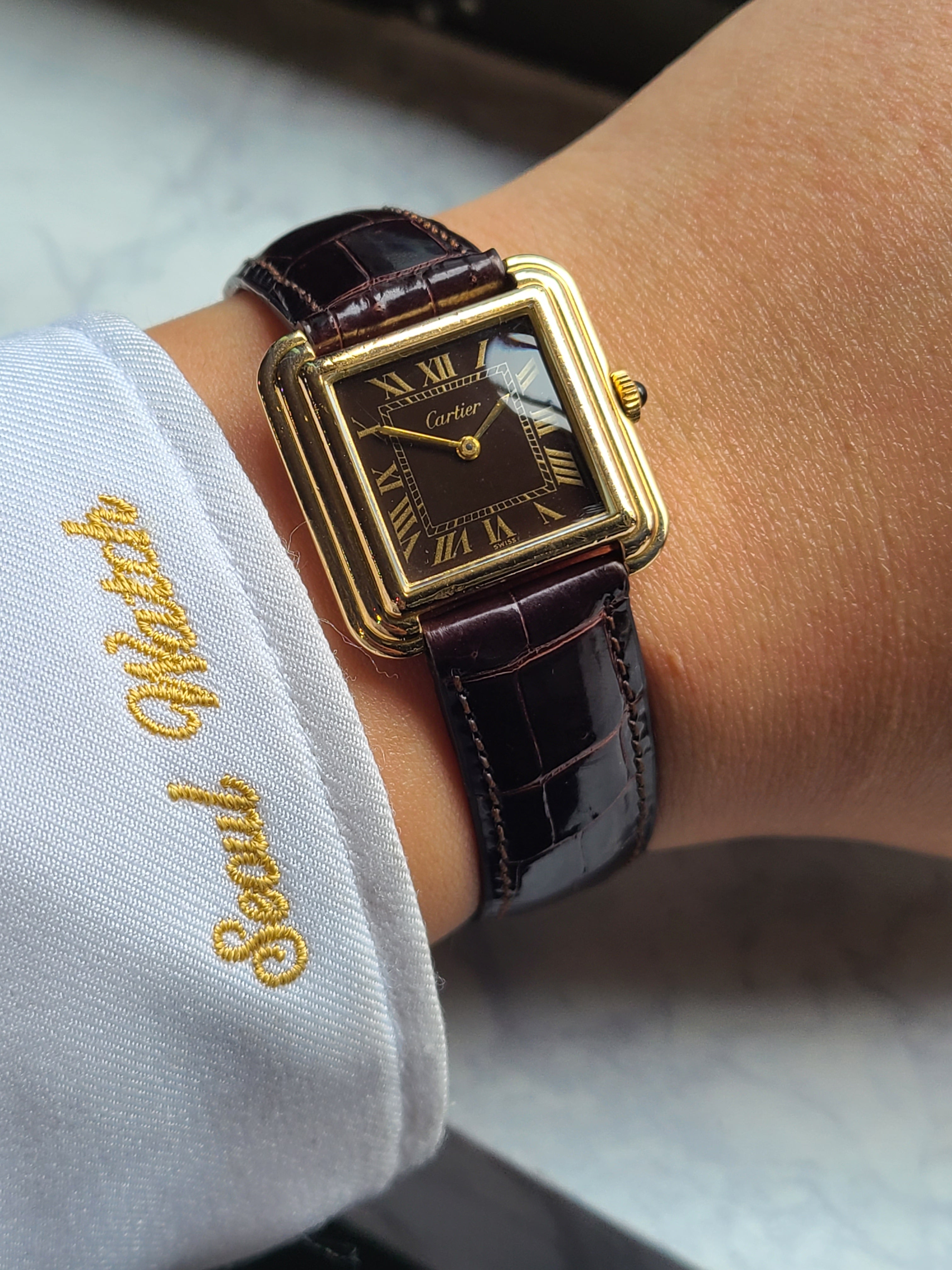 Cartier Stepped Tank Brown 까르띠에 스텝드 탱크  브라운 초콜렛 다이얼 수동 빈티지 1970s