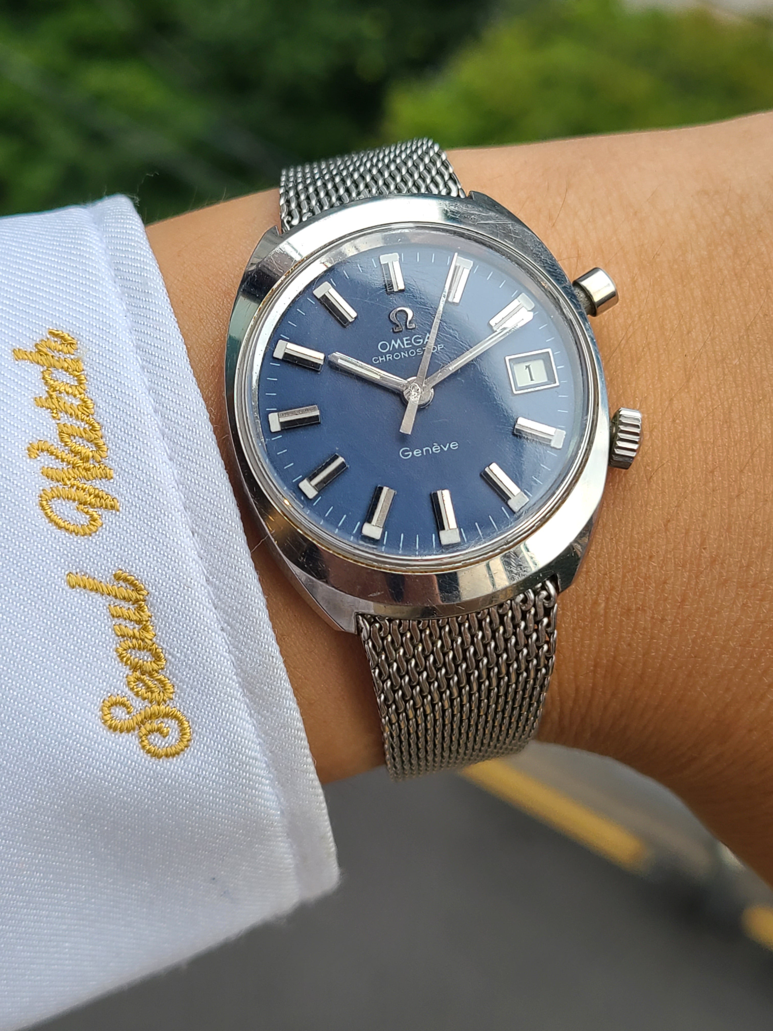 Omega Chronostop Blue Vintage 오메가 제네브 크로노스탑 매트블루 빈티지