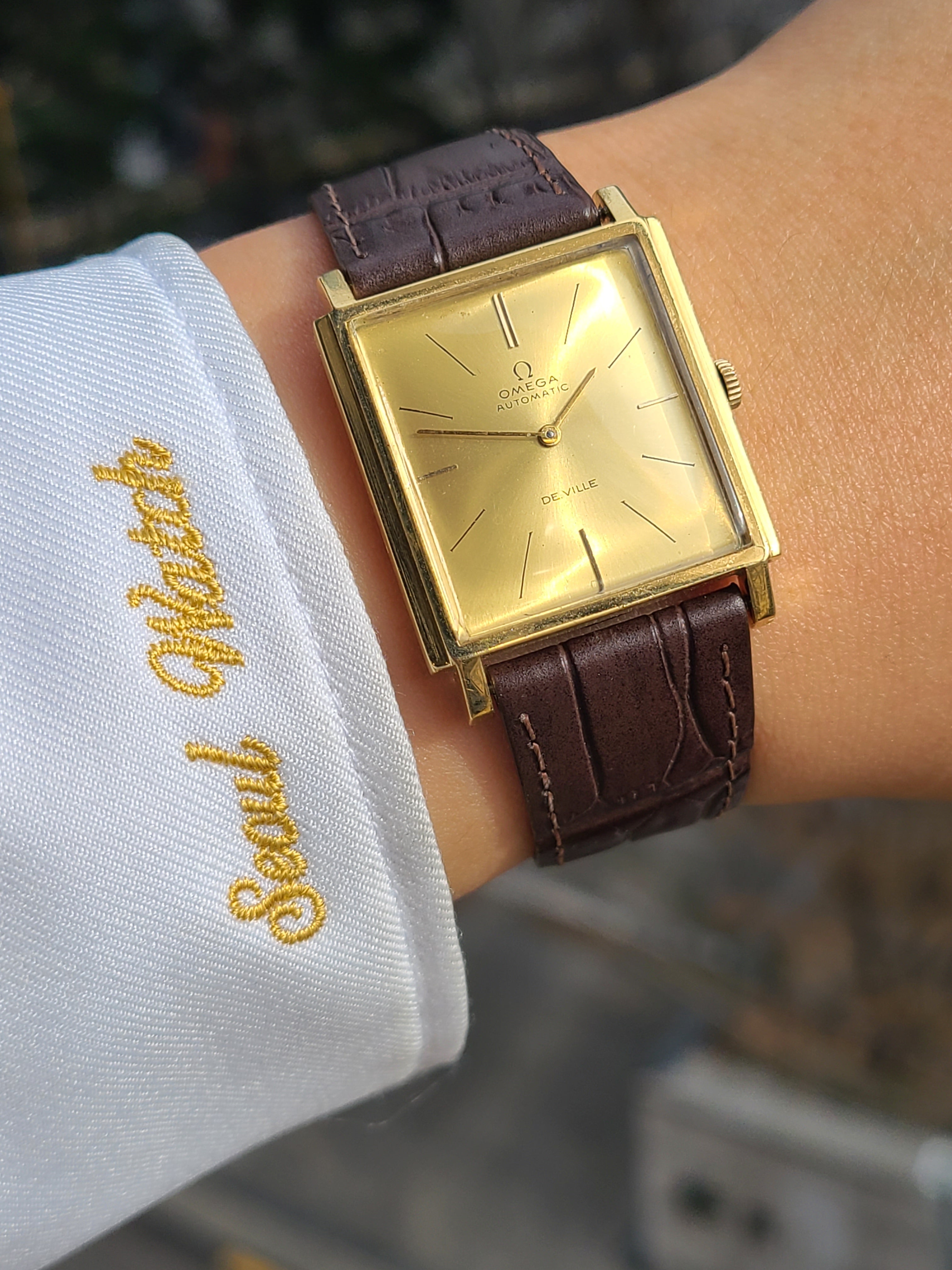Omega Tank Square 18K YG Vintage 오메가 탱크 스퀘어 단풍자동 18K 금통 빈티지