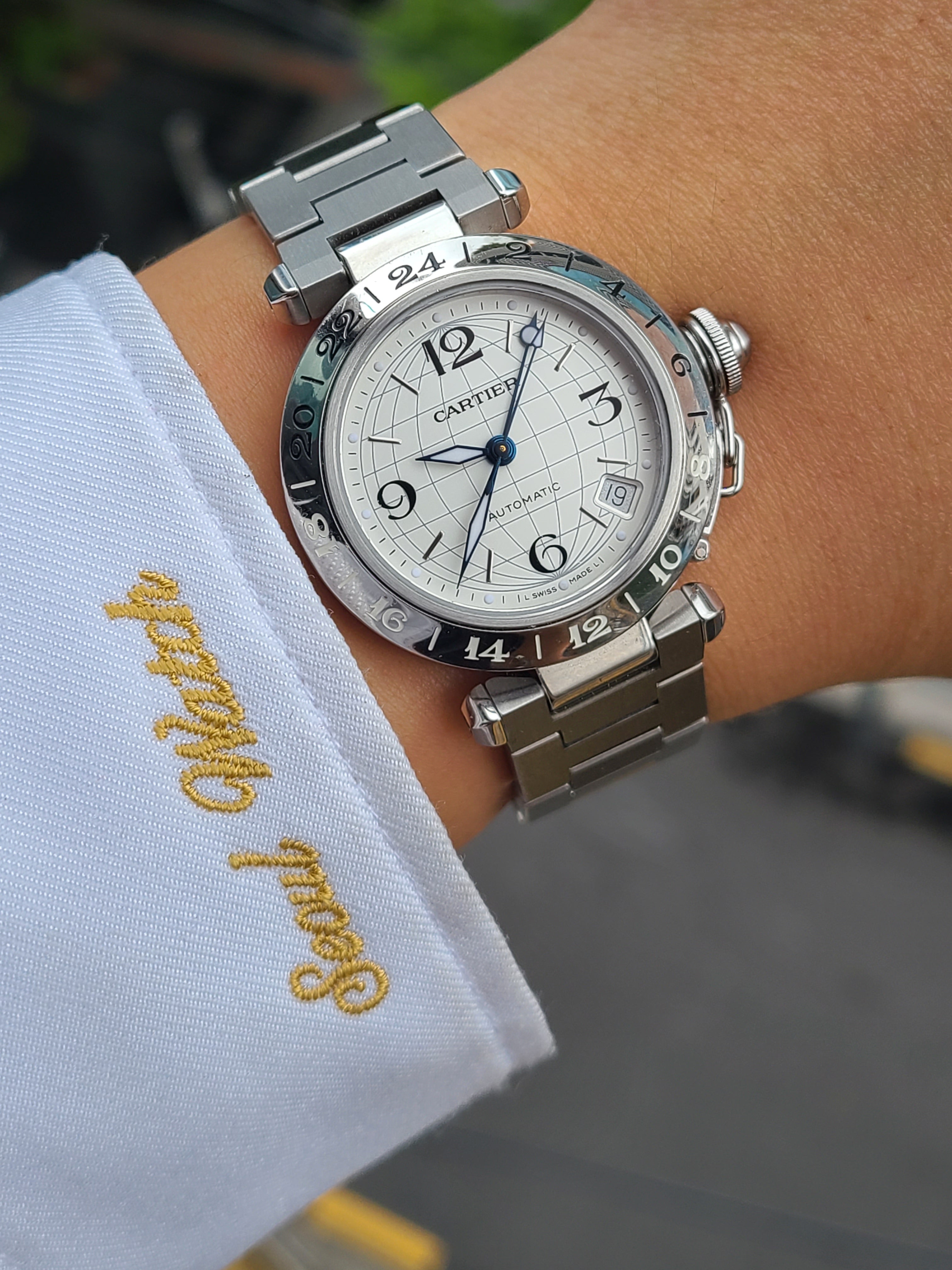 Cartier Pasha Arabic 까르띠에 파샤 아라빅 지구본 다이얼 GMT 오토메틱