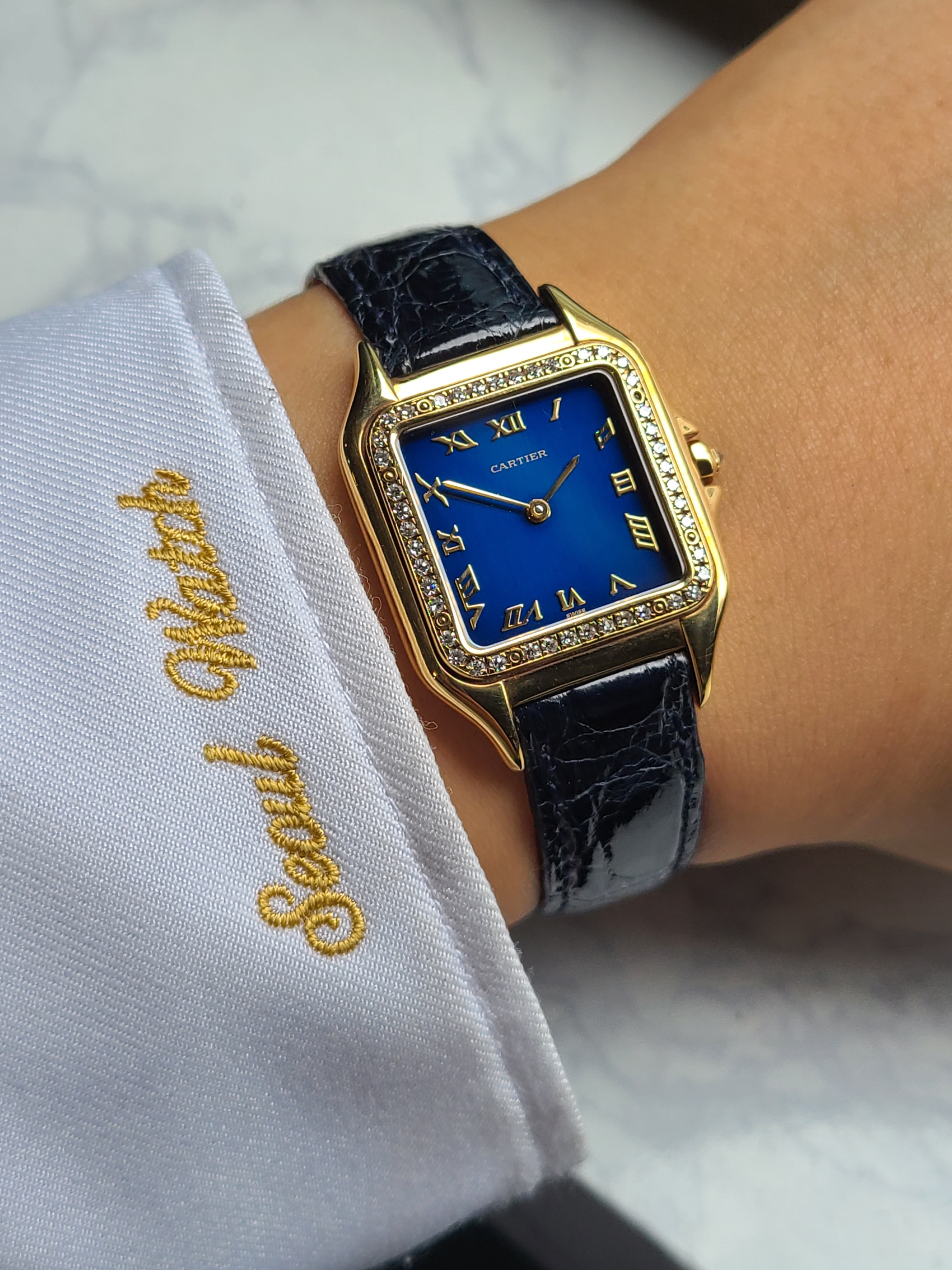 Cartier Panthère de Cartier Blue 까르띠에 팬더 블루 라피스 다이아몬드 베젤 18k 금통 LM 라지 한정판