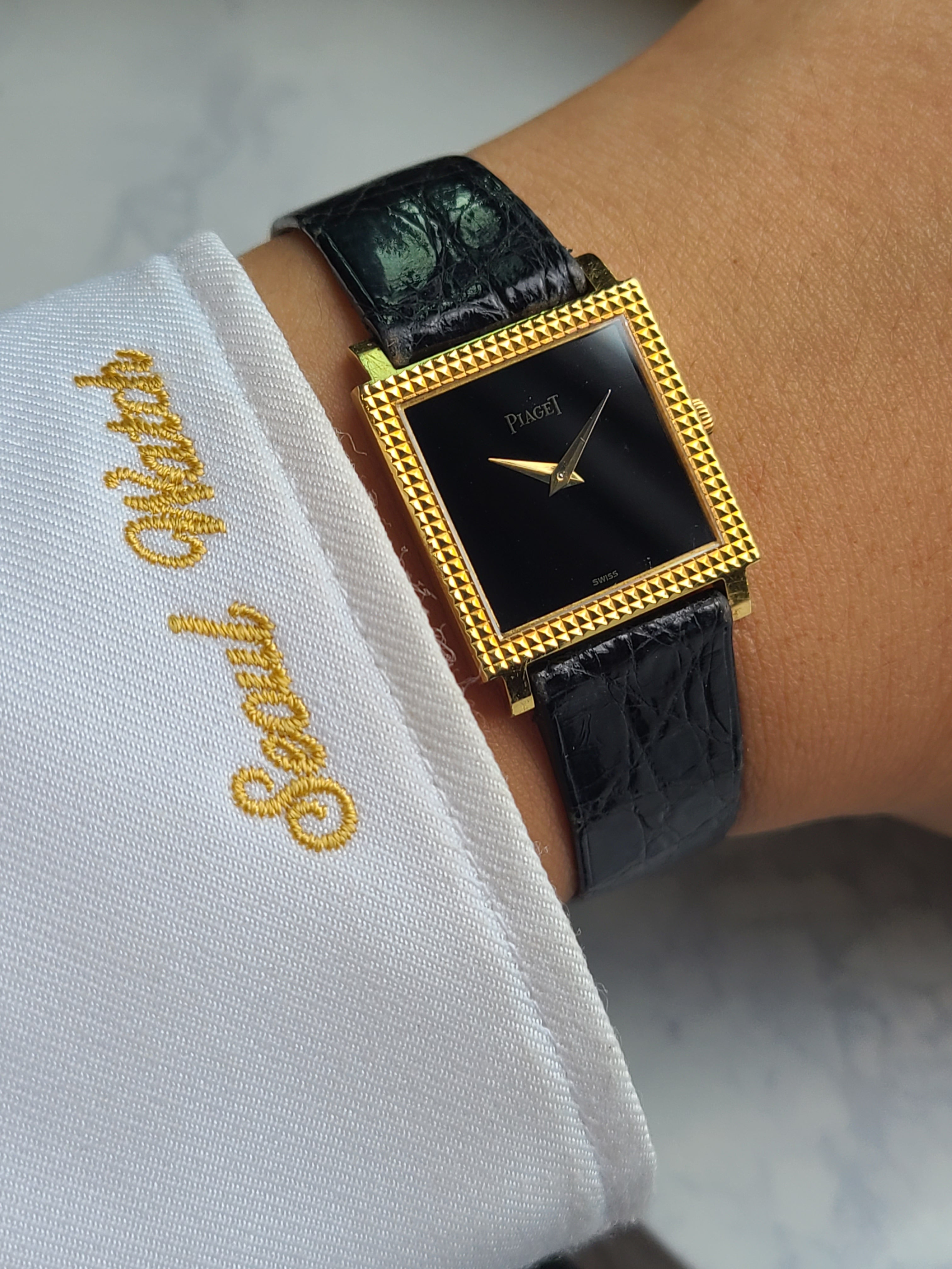 Piaget Square Onyx 18K YG 피아제 스퀘어 오닉스 18K 옐로우골드 빈티지 남성용