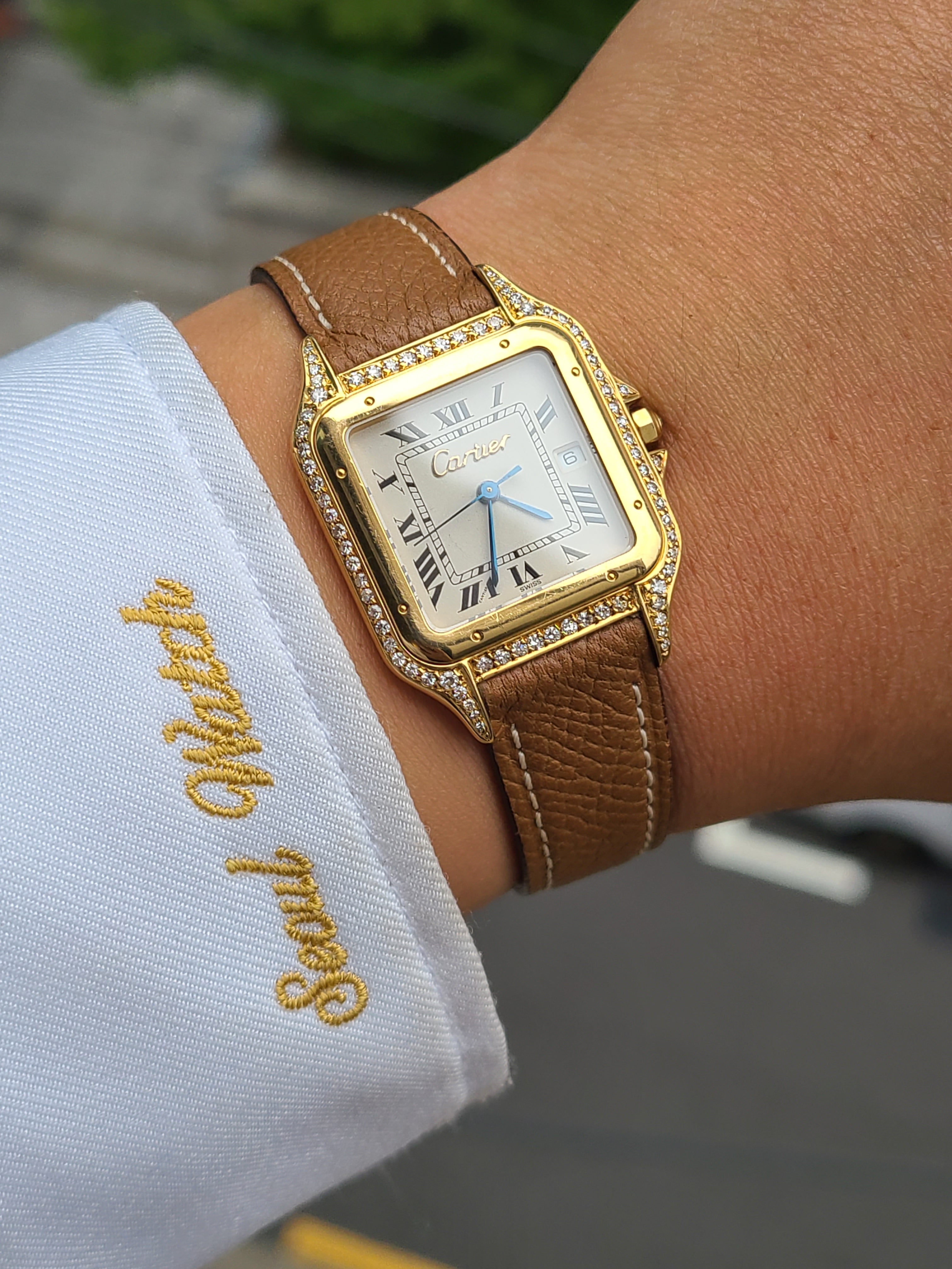 Cartier Panthère de Cartier Large 18K YG 까르띠에 팬더 18k 금통 가죽 다이아몬드 LM 라지 사이즈