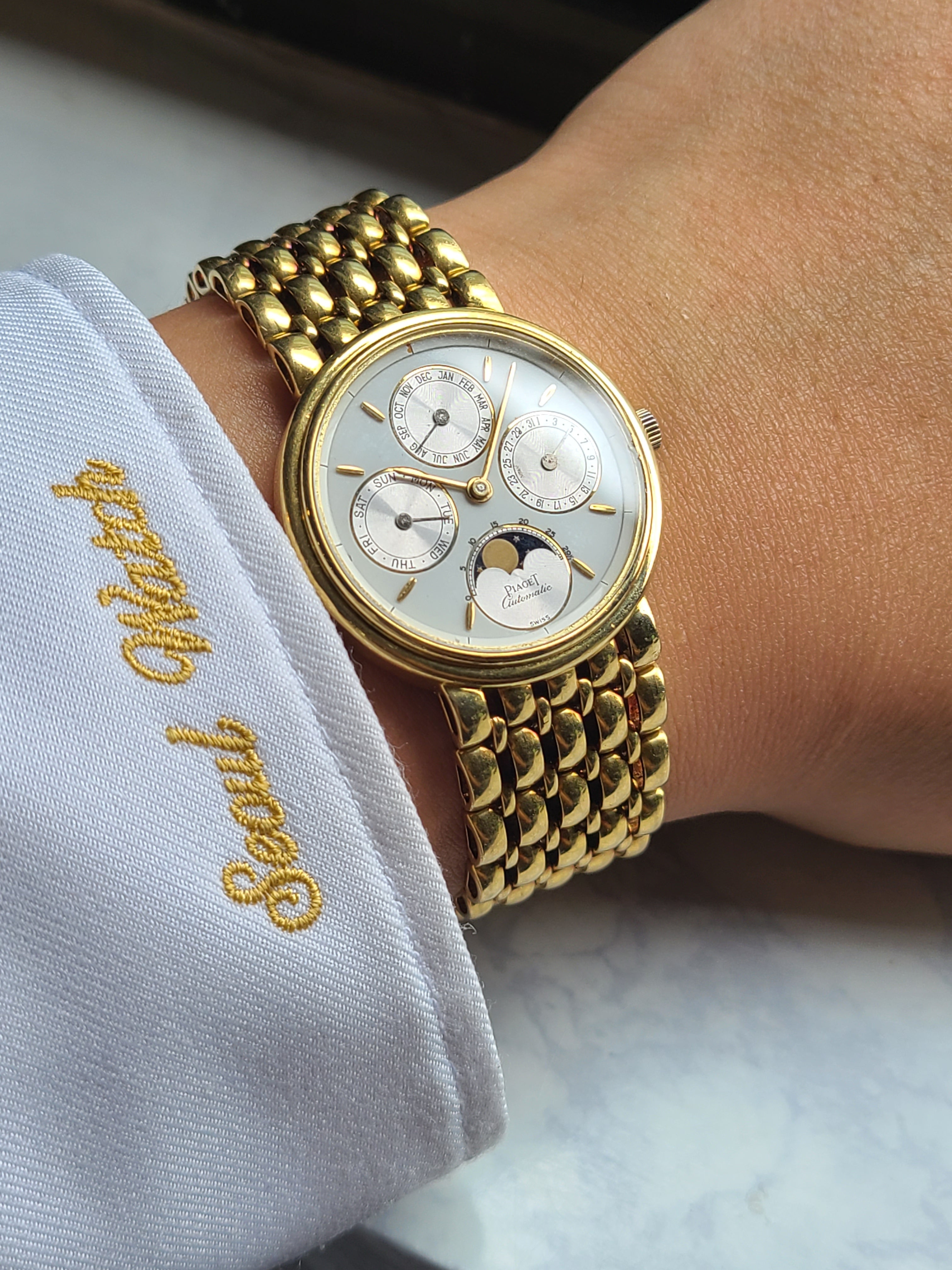 Piaget Quantieme Lune Moonphase 18K 피아제 퀀텀 룬 퍼페추얼 캘린더 문페이즈 18K 옐로우골드 자동 남성용