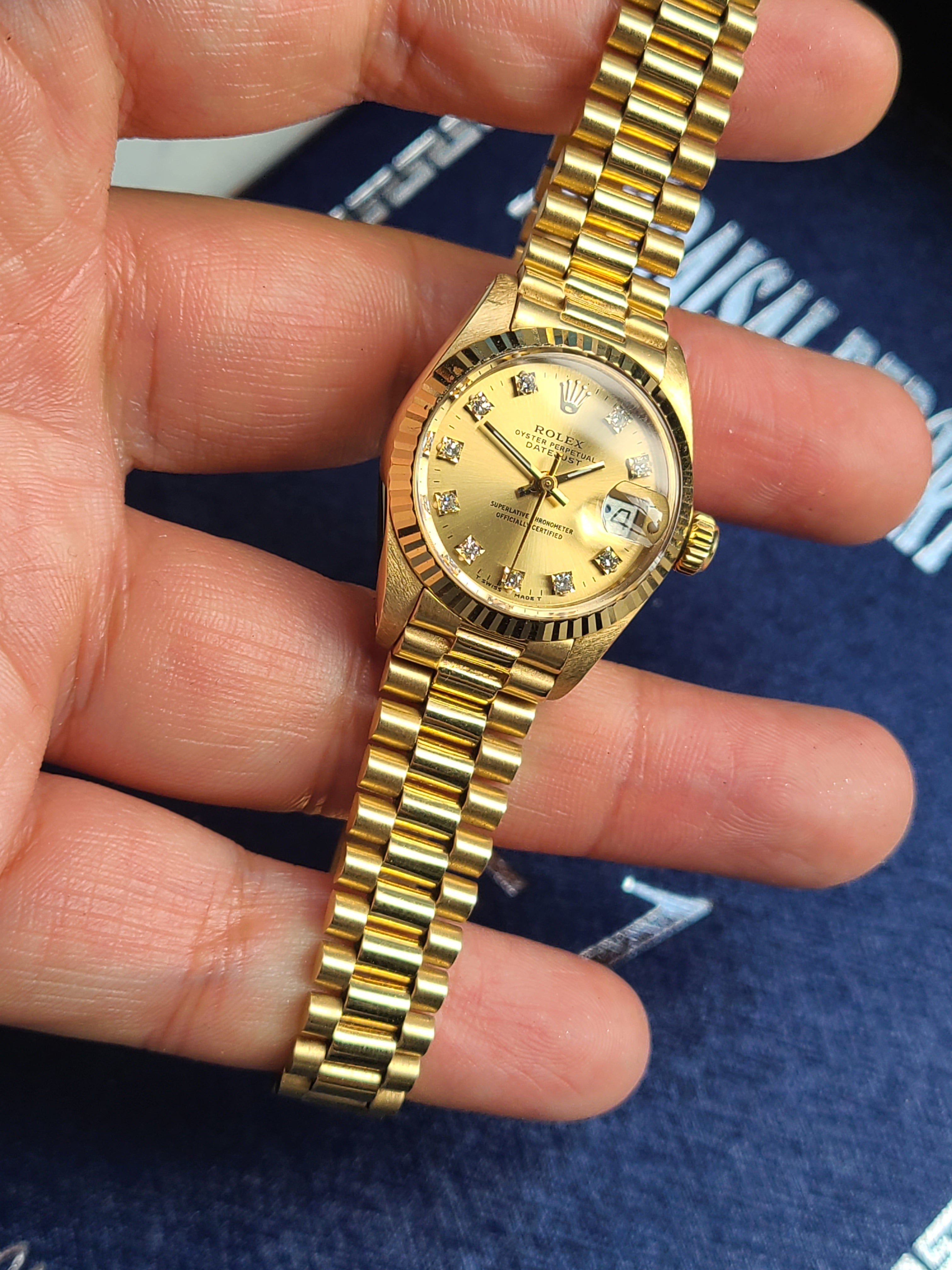 Rolex Datejust 10P Diamond 18K Solid Gold Women's 롤렉스 여성용 데이저스트 10P 다이아 18K 옐로우골드 올금통