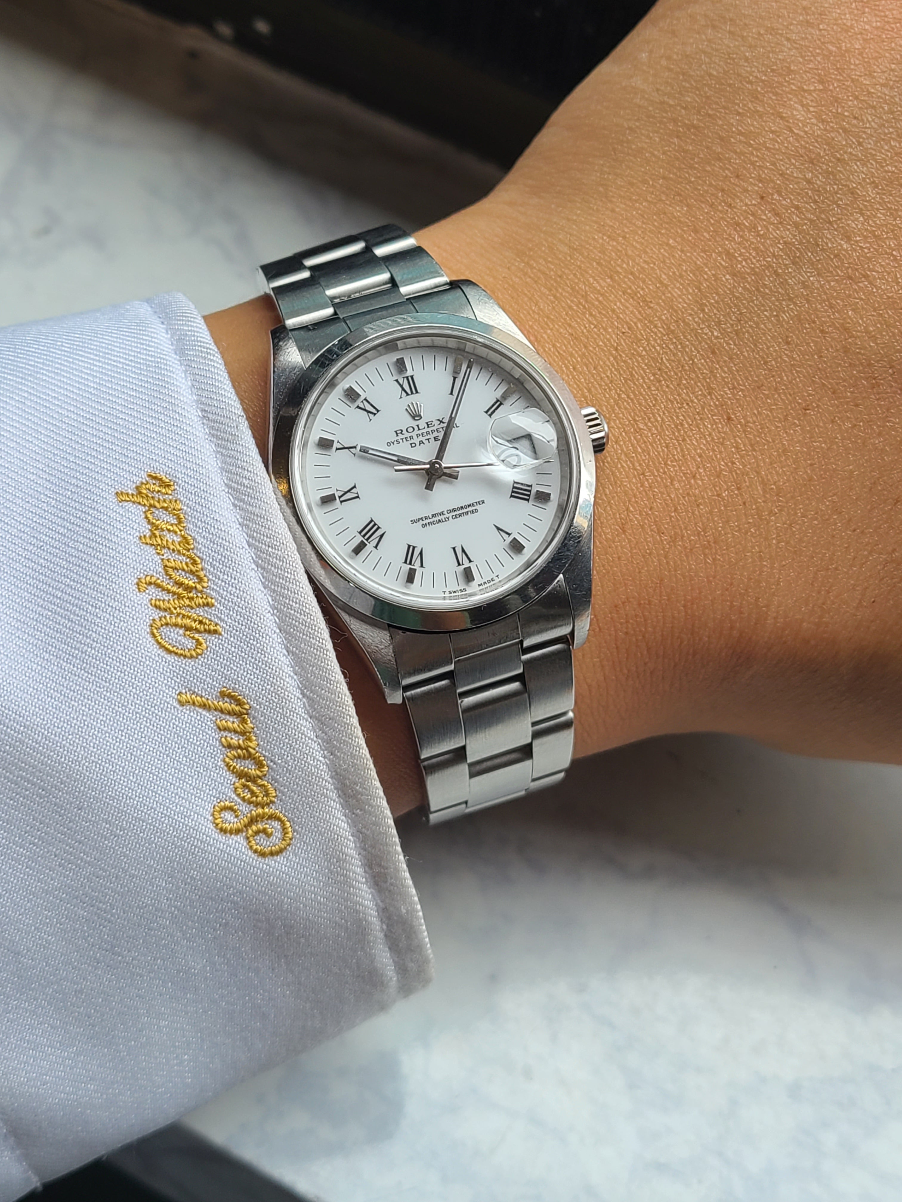 Rolex Oyster Perpetual DateRoman 롤렉스 오이스터 퍼페추얼 데이트 화이트 블랙로만 다이얼