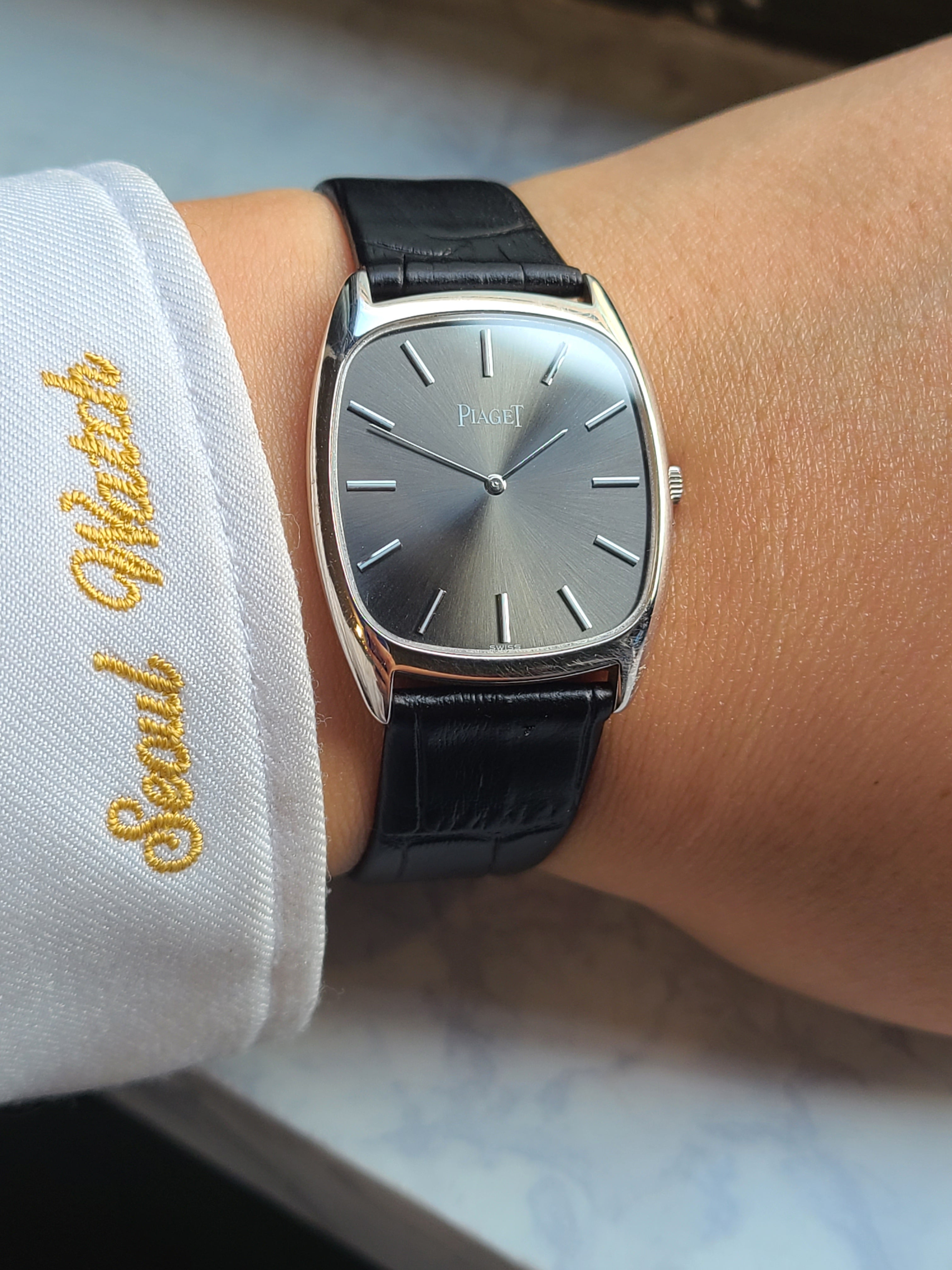 Piaget Cushion Ellipse 18K WG 피아제 쿠션 엘립스 그레이고스트 다이얼 18K 화이트골드 울트라씬 빈티지