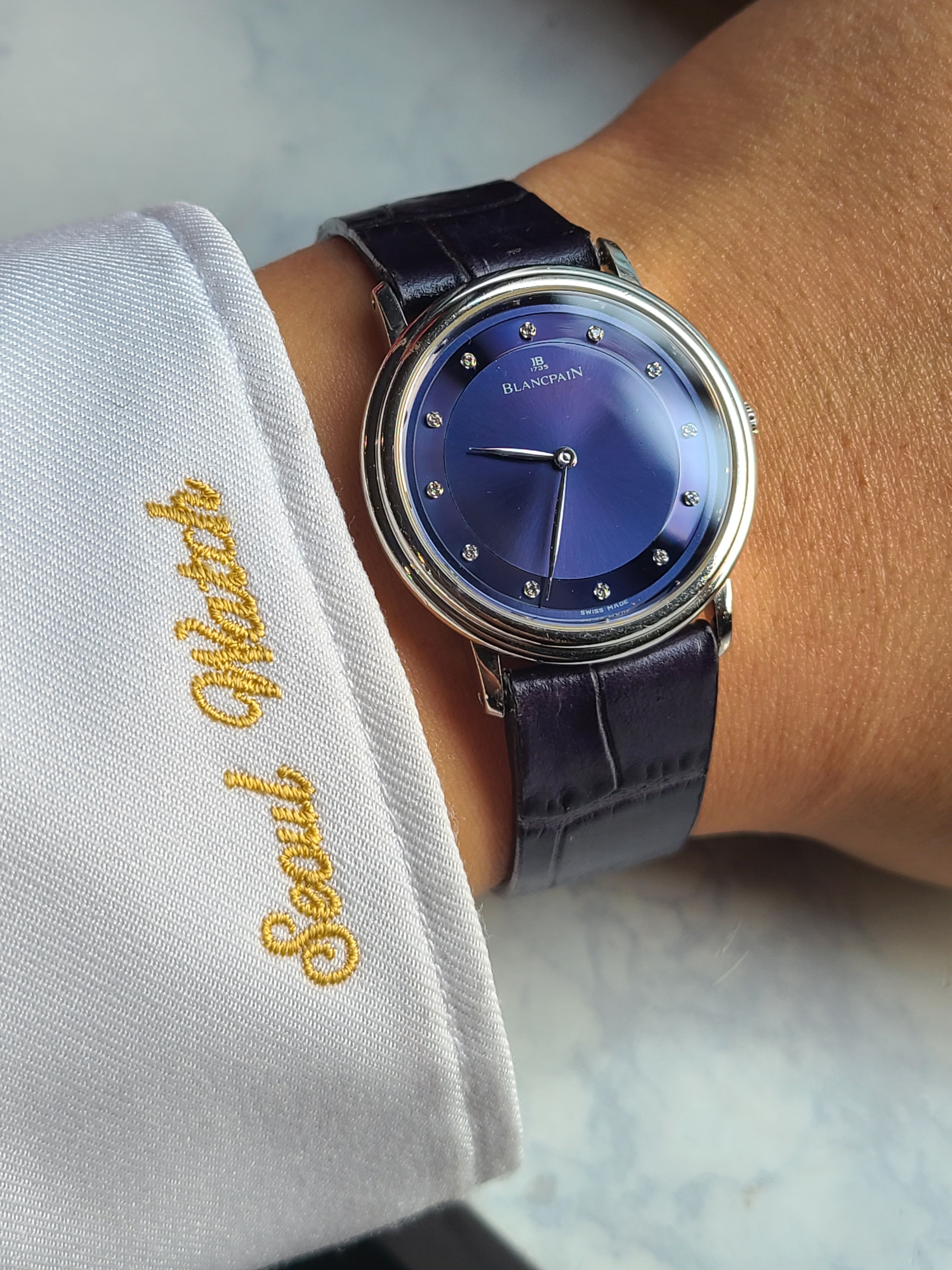 Blancpain Villeret 12P Diamond PT Limited 블랑팡 빌레레 50개 한정판 PT 플래티넘 백금 금통 블루 다이아 34