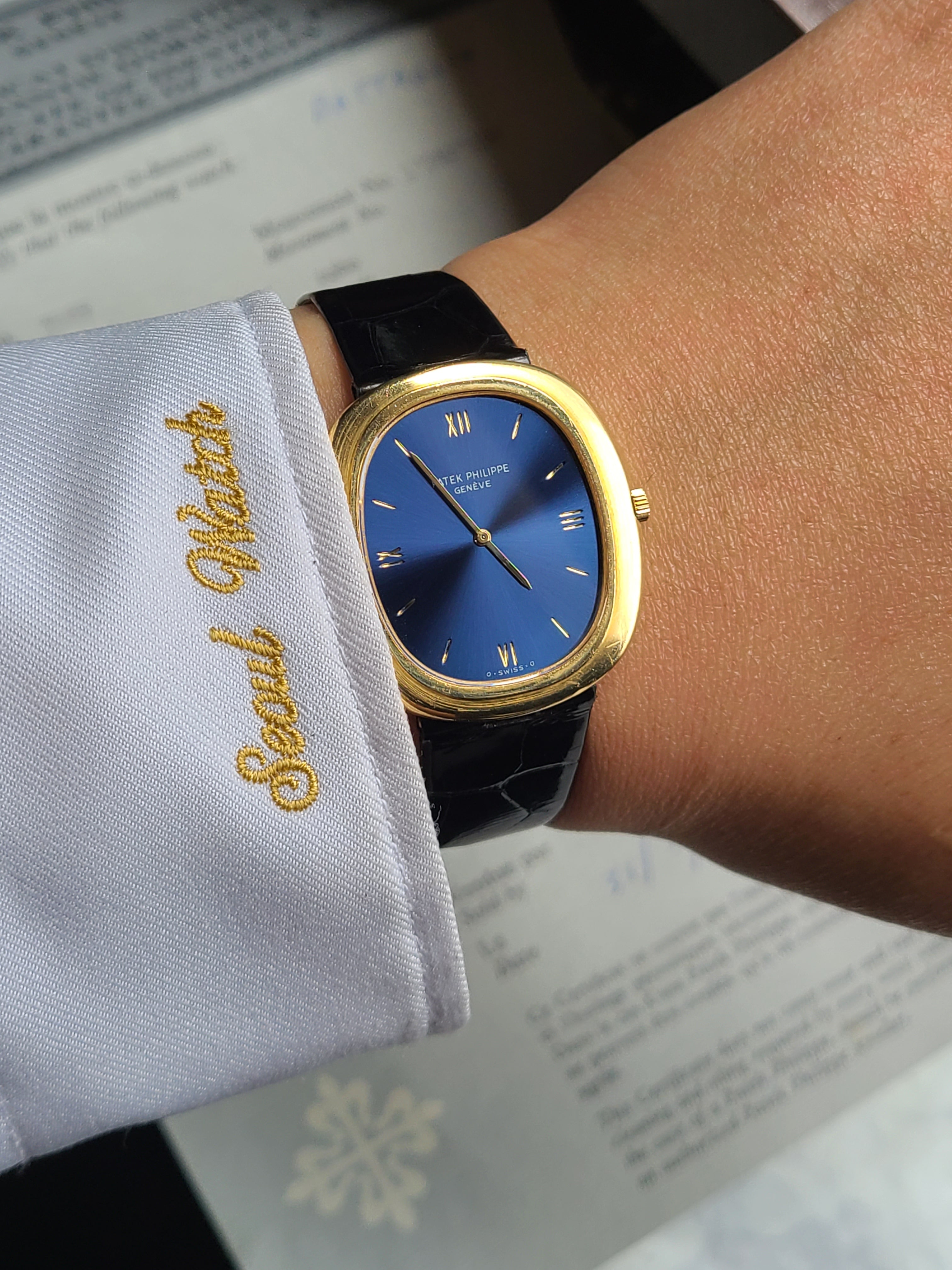 Patek Philippe Golden Ellipse Men's 파텍필립 골든 엘립스 점보 블루 18K 옐로우골드 1973년식