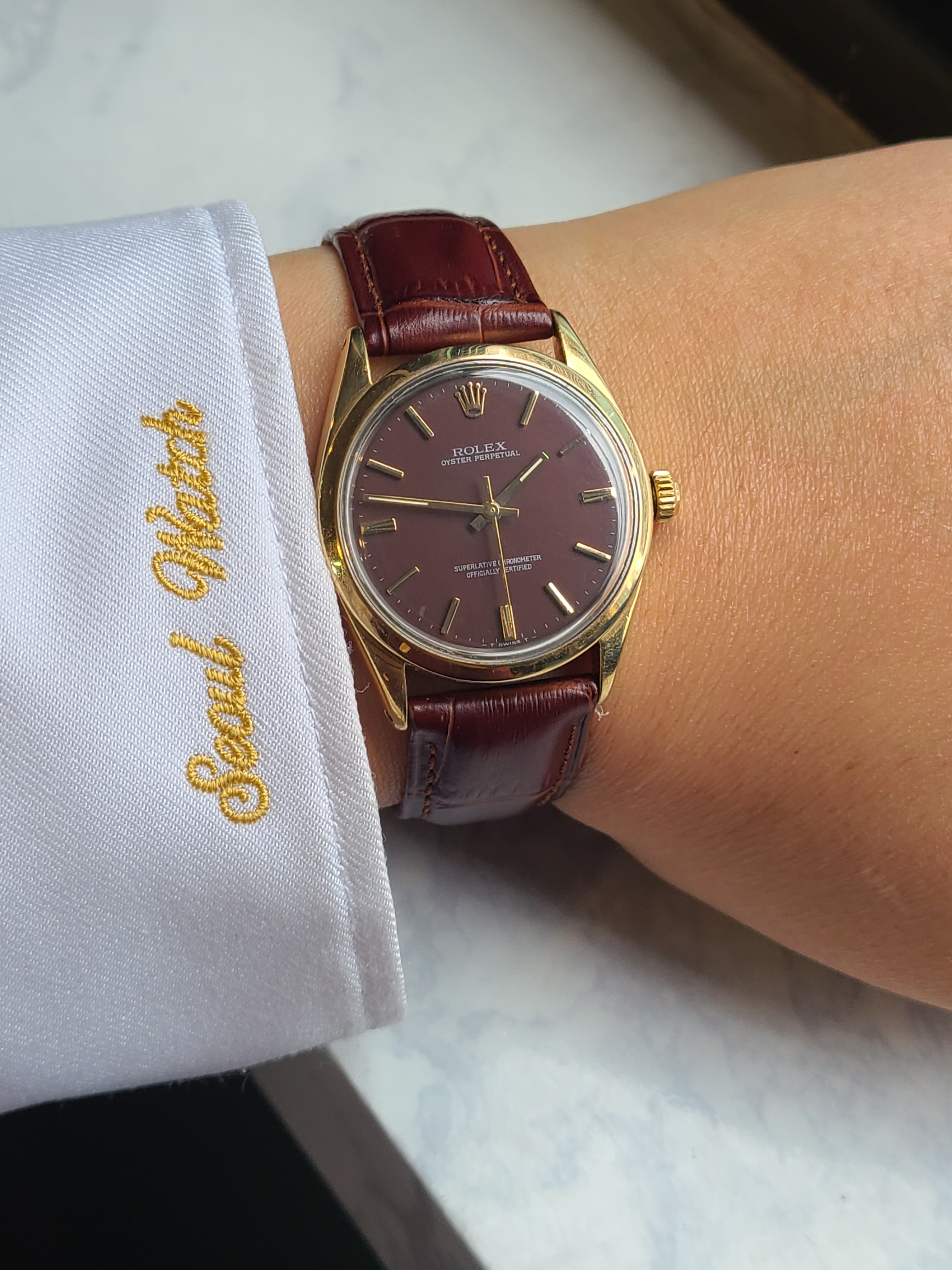 Rolex Oyster Perpetual 14K Y.G.F Leather Strap 롤렉스 오이스터 퍼페추얼 브라운 초코 다이얼 14K 골드필드 오토메틱 가죽