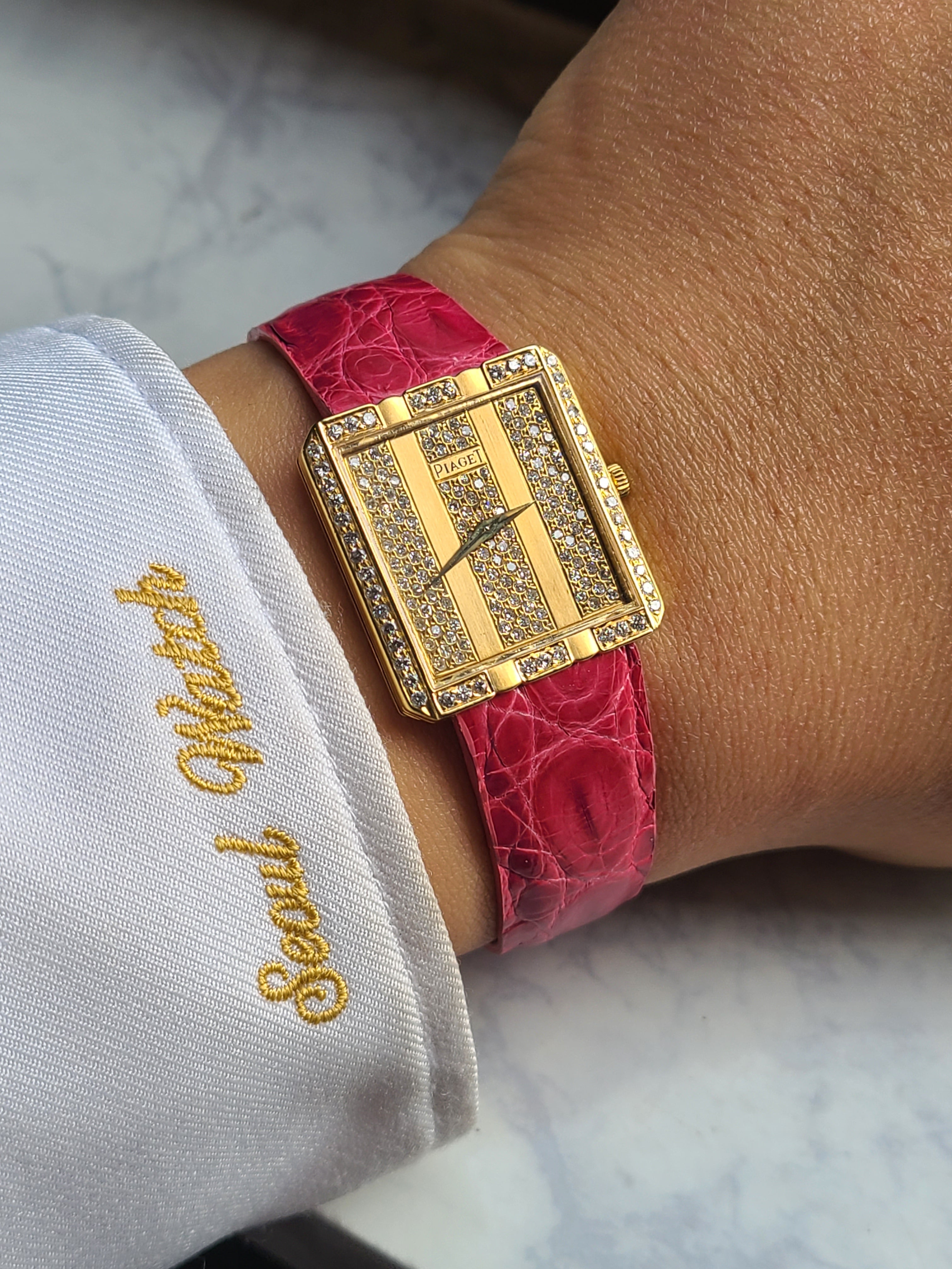 Piaget Protocol 18K YG 피아제 프로토콜 스퀘어 18K 옐로우골드 풀 다이아몬드