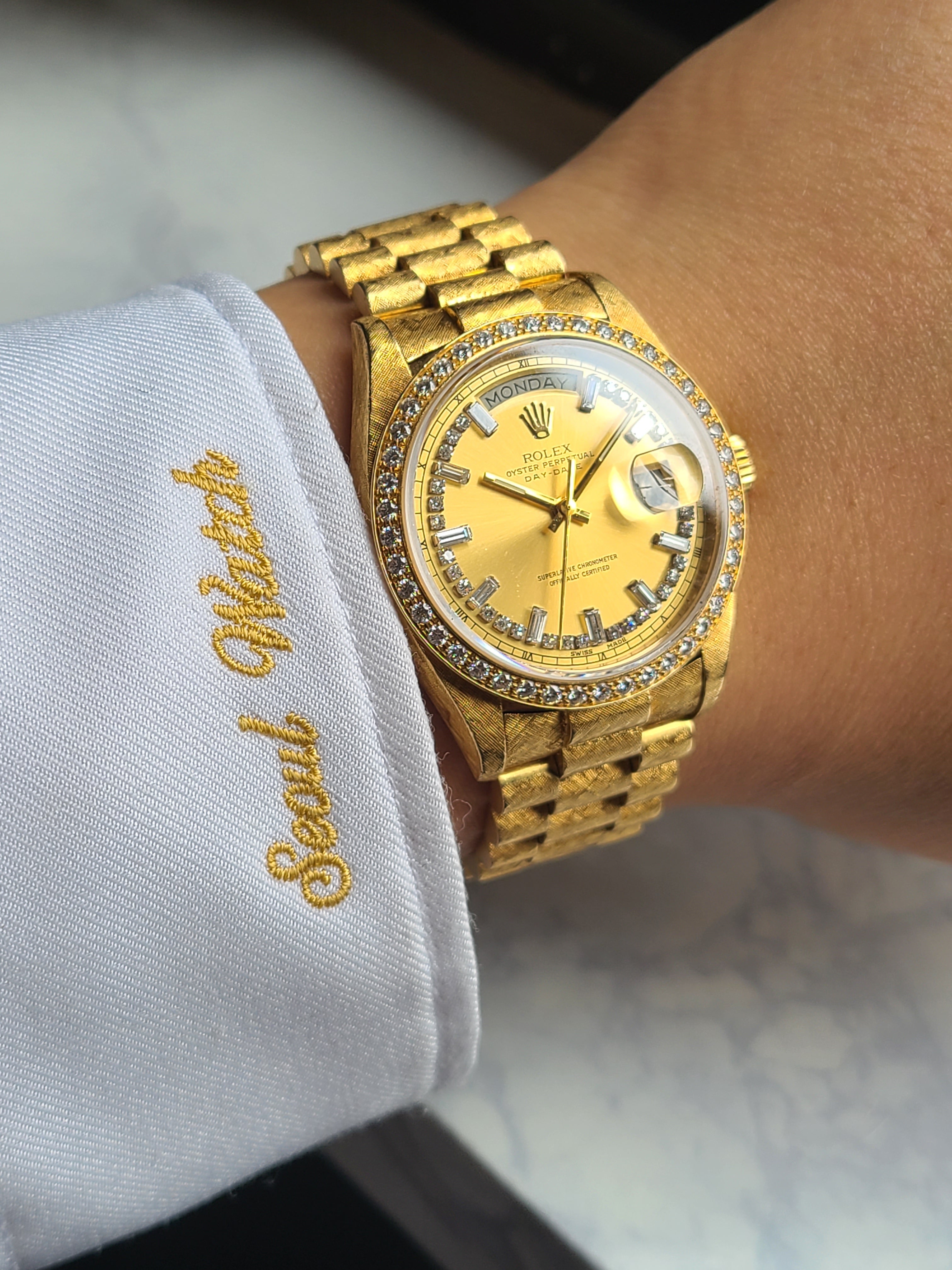 Rolex Date-Date Florentine President 롤렉스 데이데이트 플로렌테인 바게트 다이아몬드 18K 금통