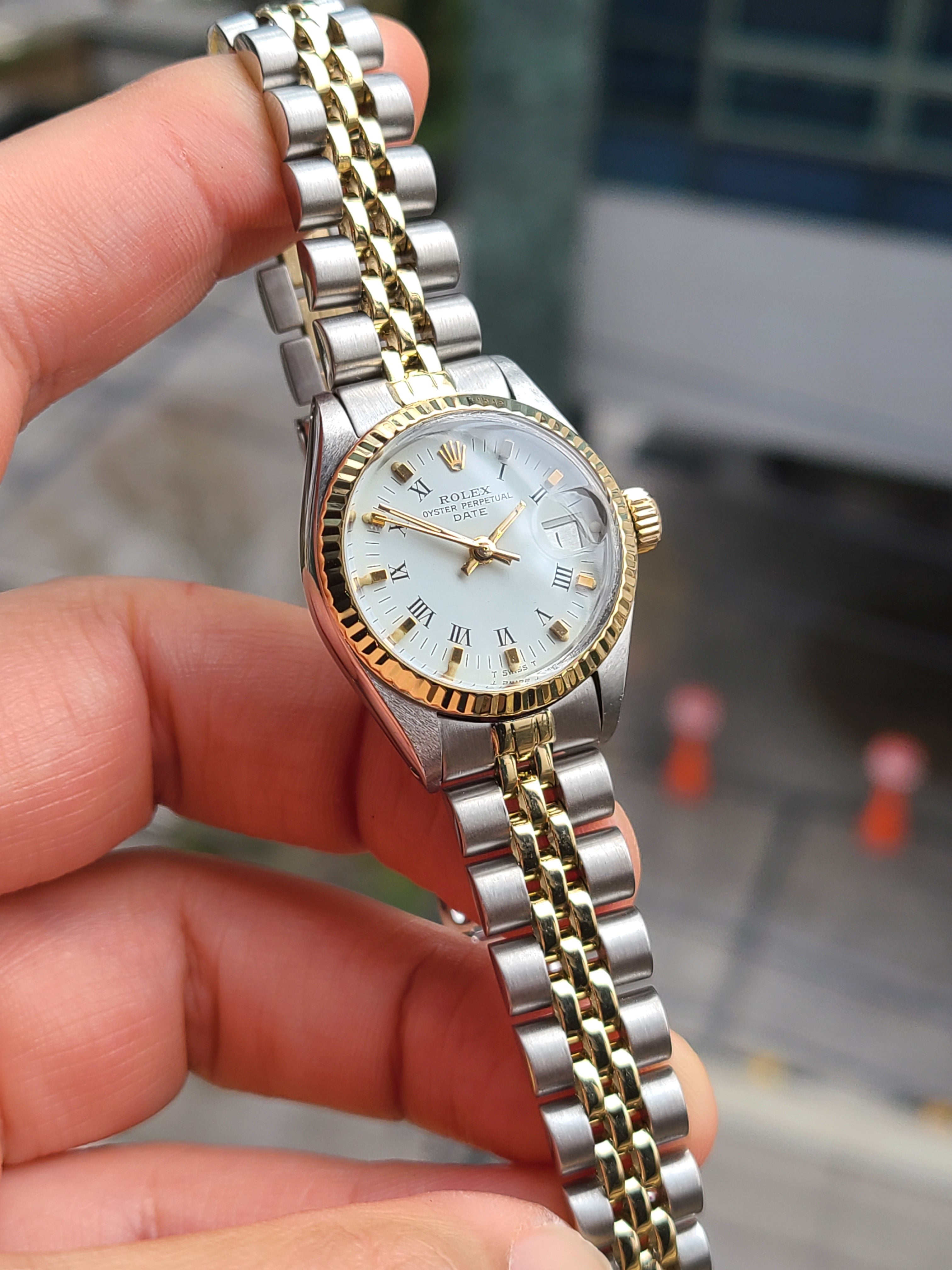 Rolex Datejust White Black Roman Two-Tone Women's 롤렉스 여성용 데이저스트 화이트로만 옐로우골드 콤비
