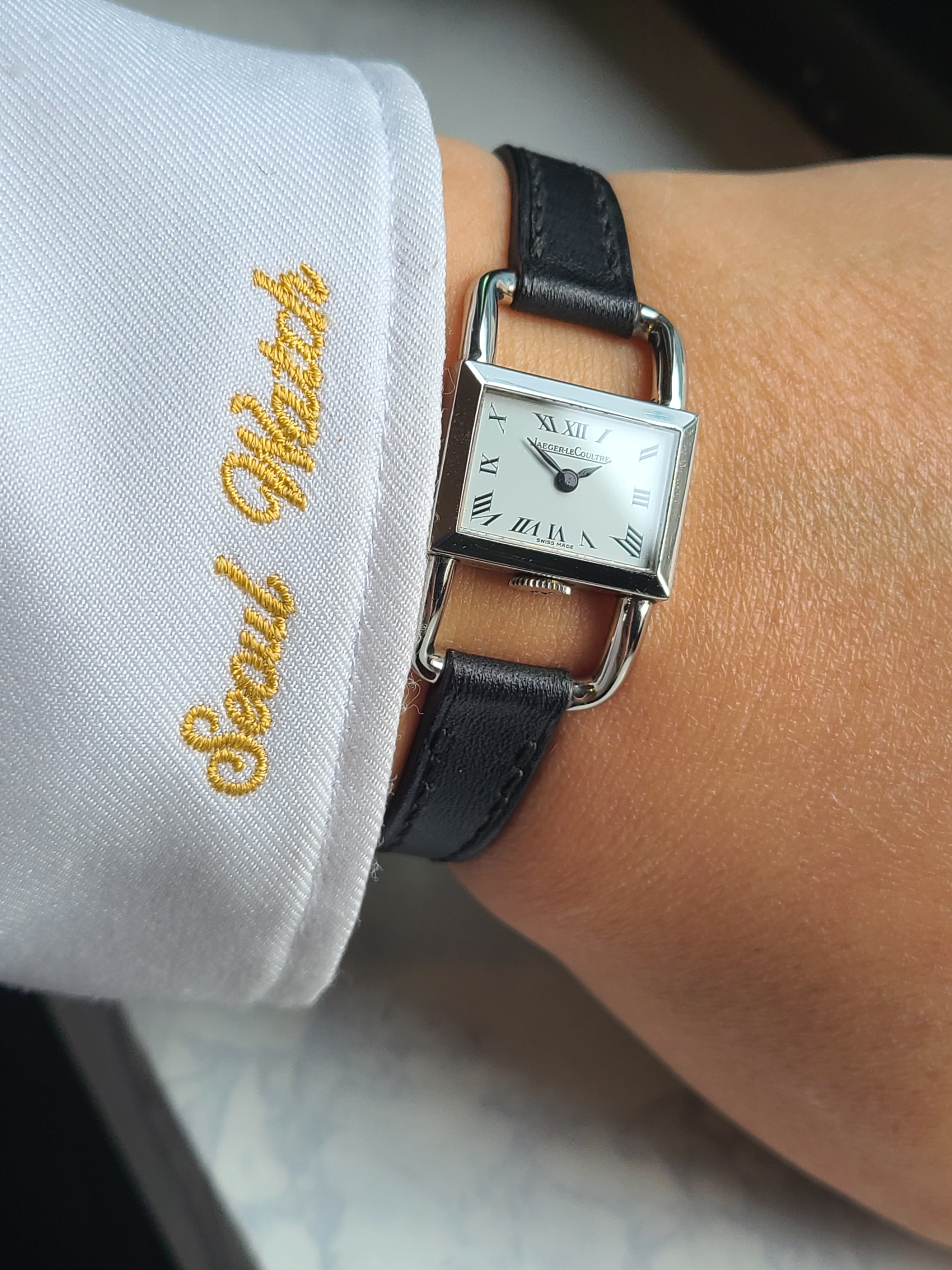 Jaeger LeCoultre Etrier 18K 예거르쿨트르 에트리에 화이트 블랙로만 남녀공용 수동