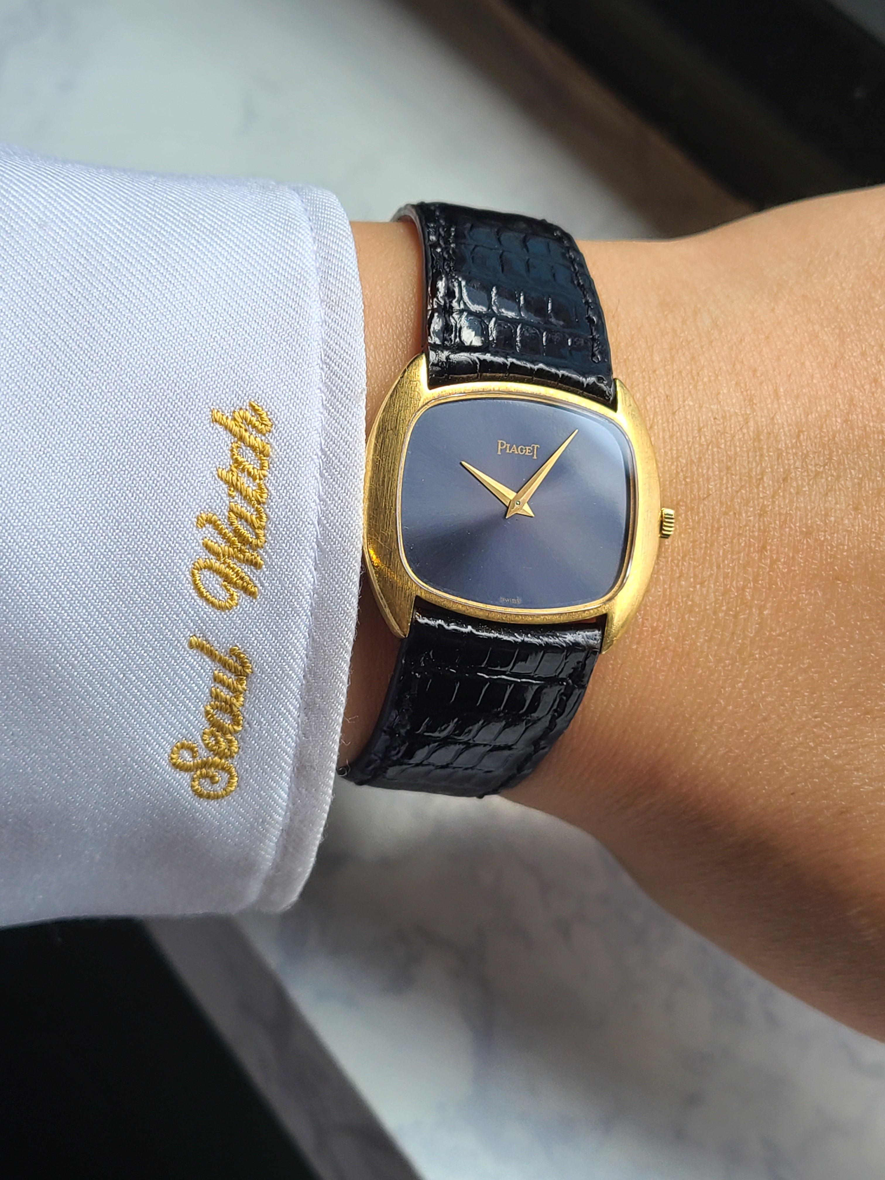Piaget Cushion Ellipse 18K YG 피아제 쿠션 엘립스 그레이블루 다이얼 18K 옐로우골드 울트라씬 빈티지