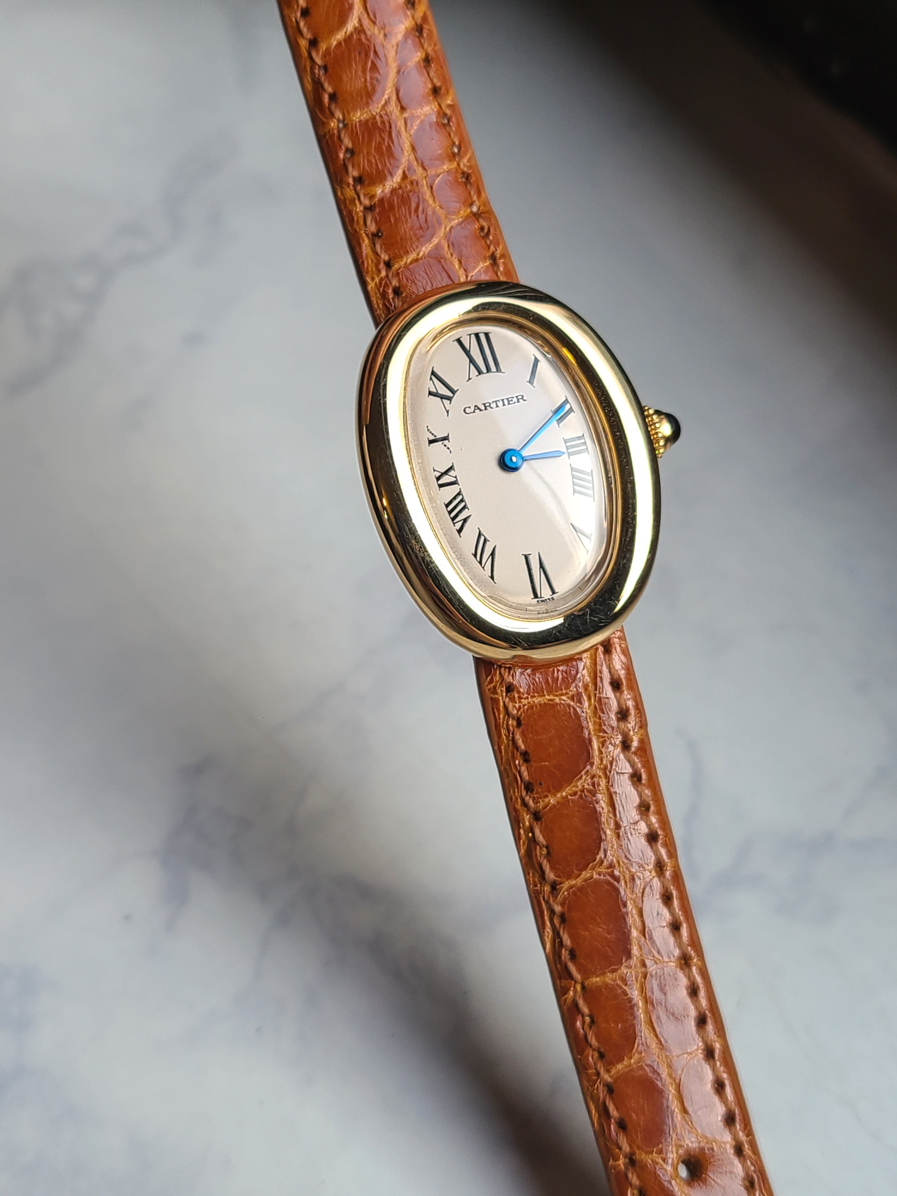 Cartier Baignoire 18K YG SM 까르띠에 베누아 SM 스몰 18K 옐로우골드 가죽 여성용