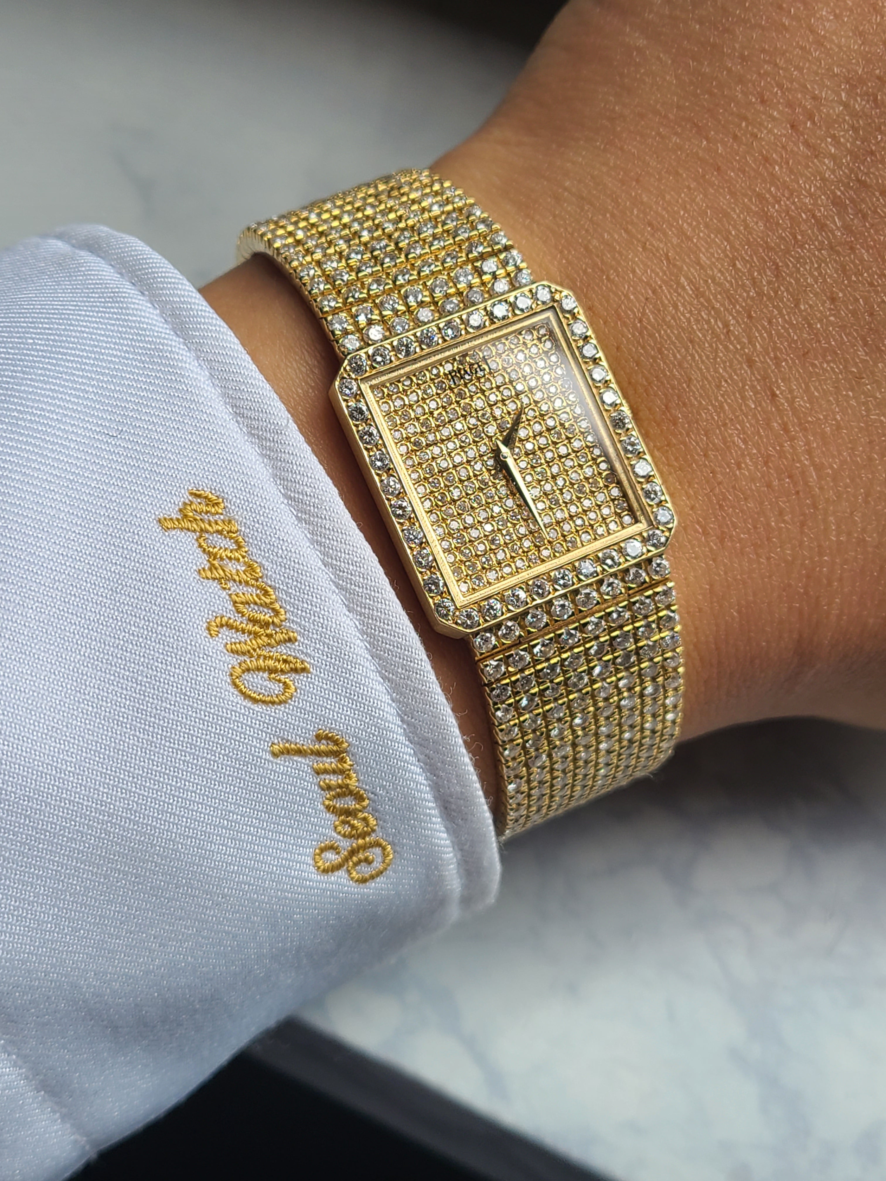 Piaget Protocol 18K YG Diamonds 피아제 프로토콜 18K 옐로우골드 풀다이아몬드 남성용