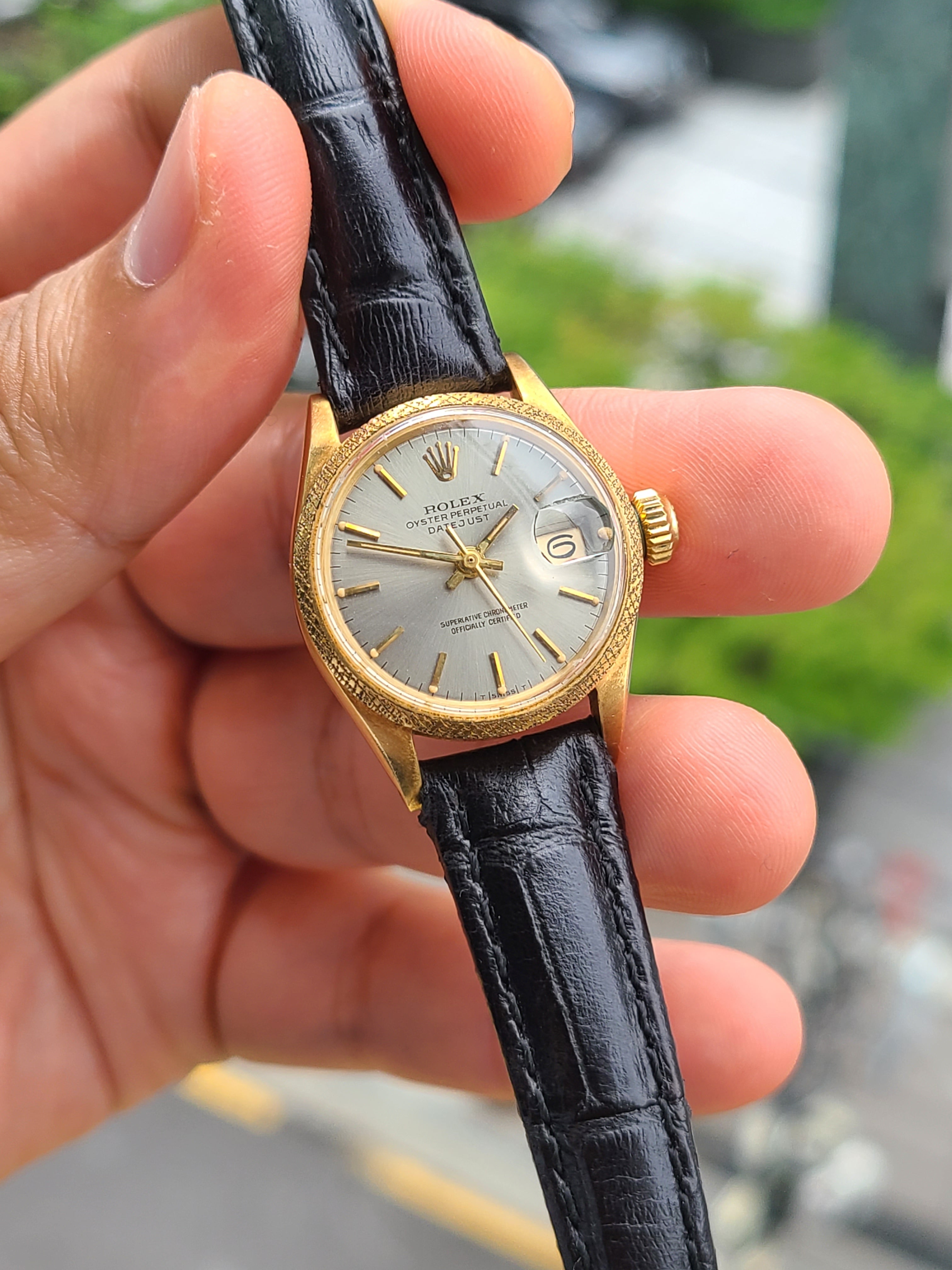 Rolex Datejust Black Dial 18K Solid Gold Women's 롤렉스 여성용 데이저스트 고스트그레이 18K 올금통