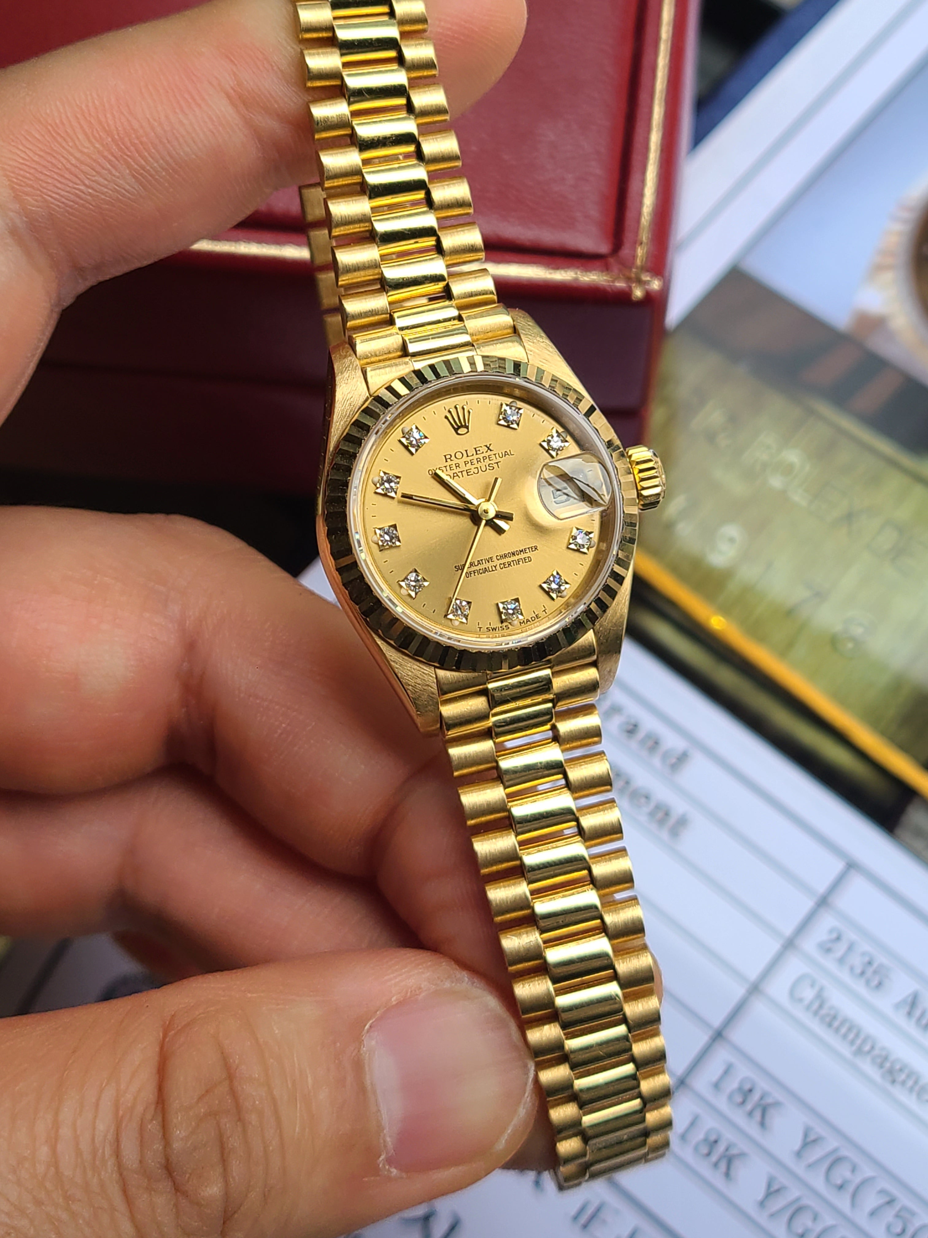 Rolex Datejust 10P Diamond 18K Solid Gold Women's 롤렉스 여성용 데이저스트 10P 다이아 18K 옐로우골드 올금통