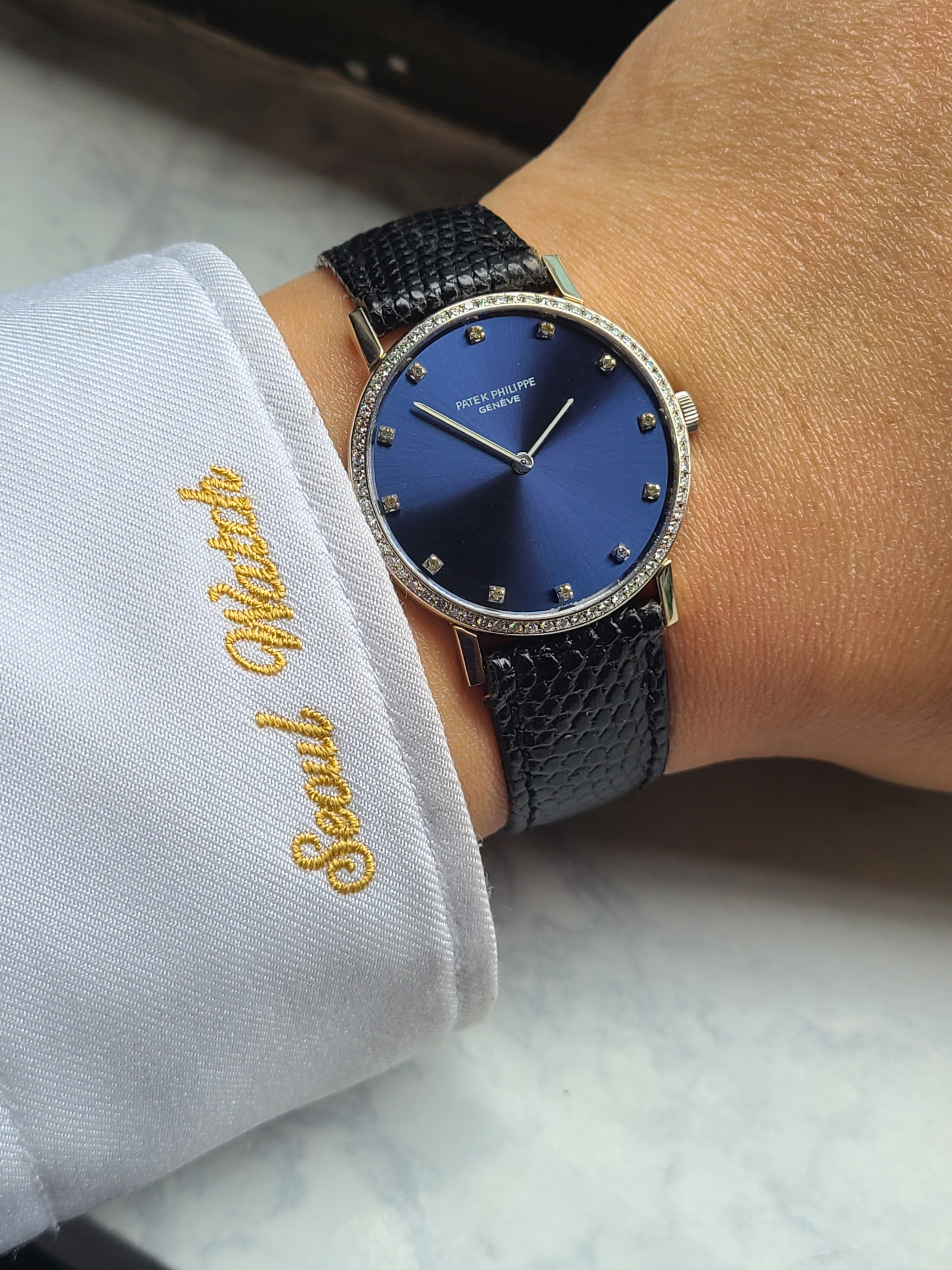 Patek Philippe Calatrava 18K WG 파텍필립 칼라트라바 실버 다이아몬드 18K 화이트골드 금통 남성용