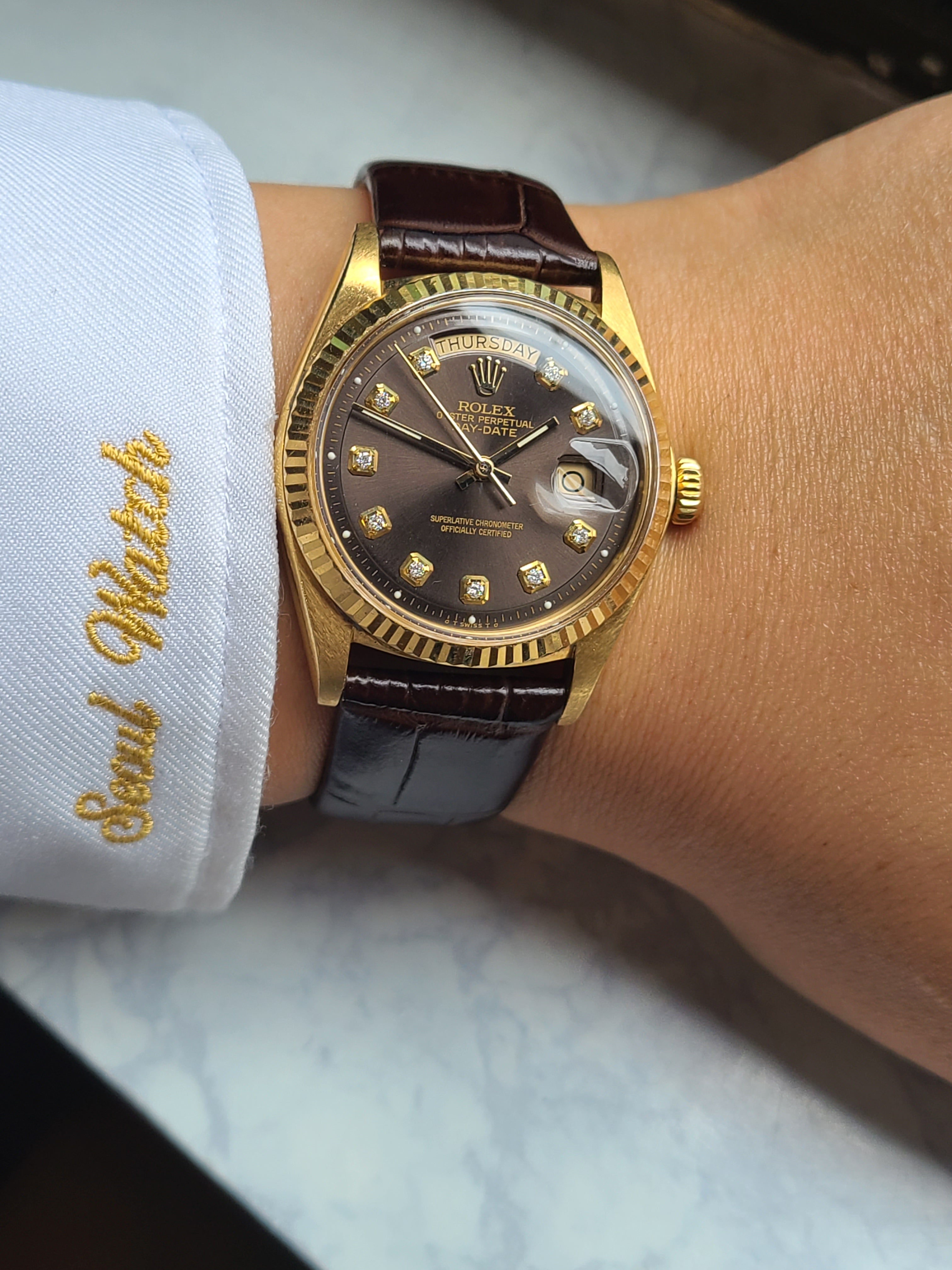 Rolex Day-Date 36 18K Solid YG Vintage 롤렉스 데이데이트 36 초코브라운 10P 다이아몬드 18K 옐로우골드 금통 빈티지