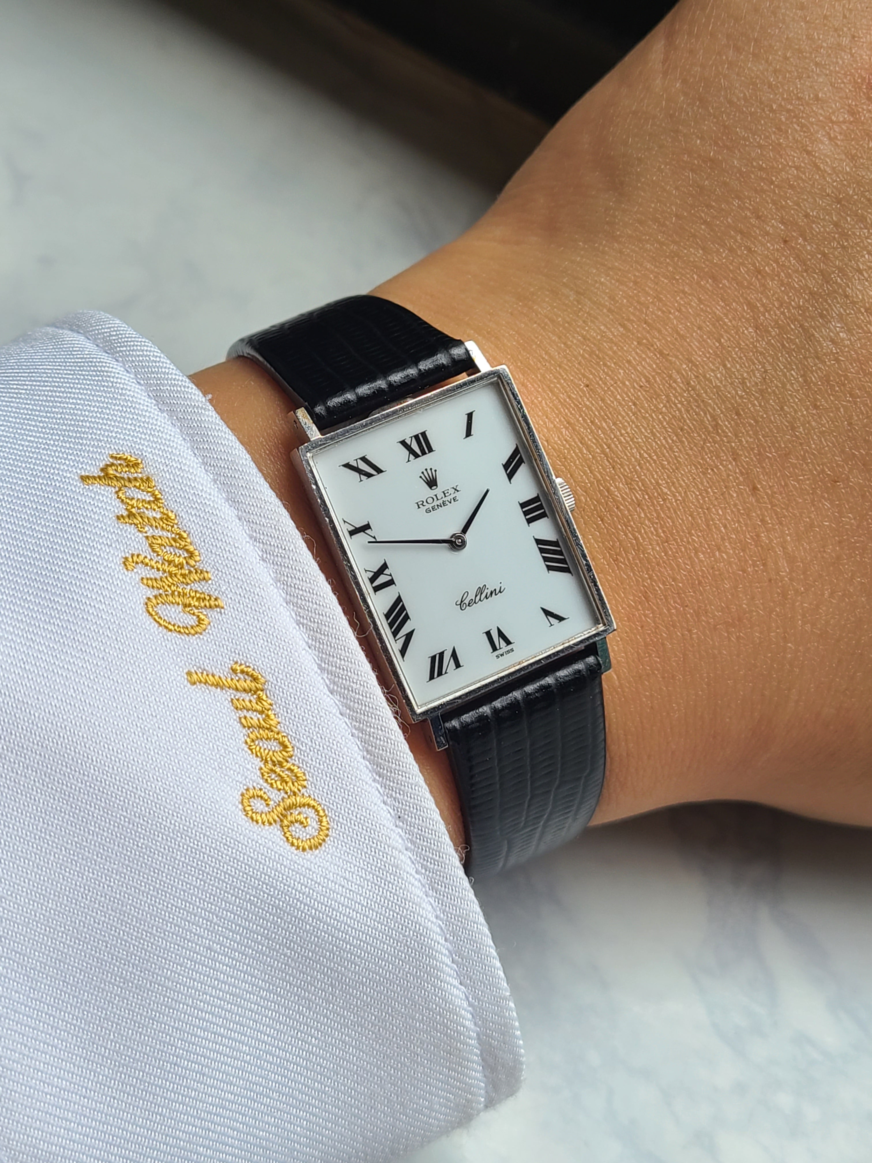 Rolex Cellini Tank Square 18K WG Vintage 롤렉스 탱크 스퀘어 화이트 블랙로만 사각 화이트골드 18K 금통 빈티지