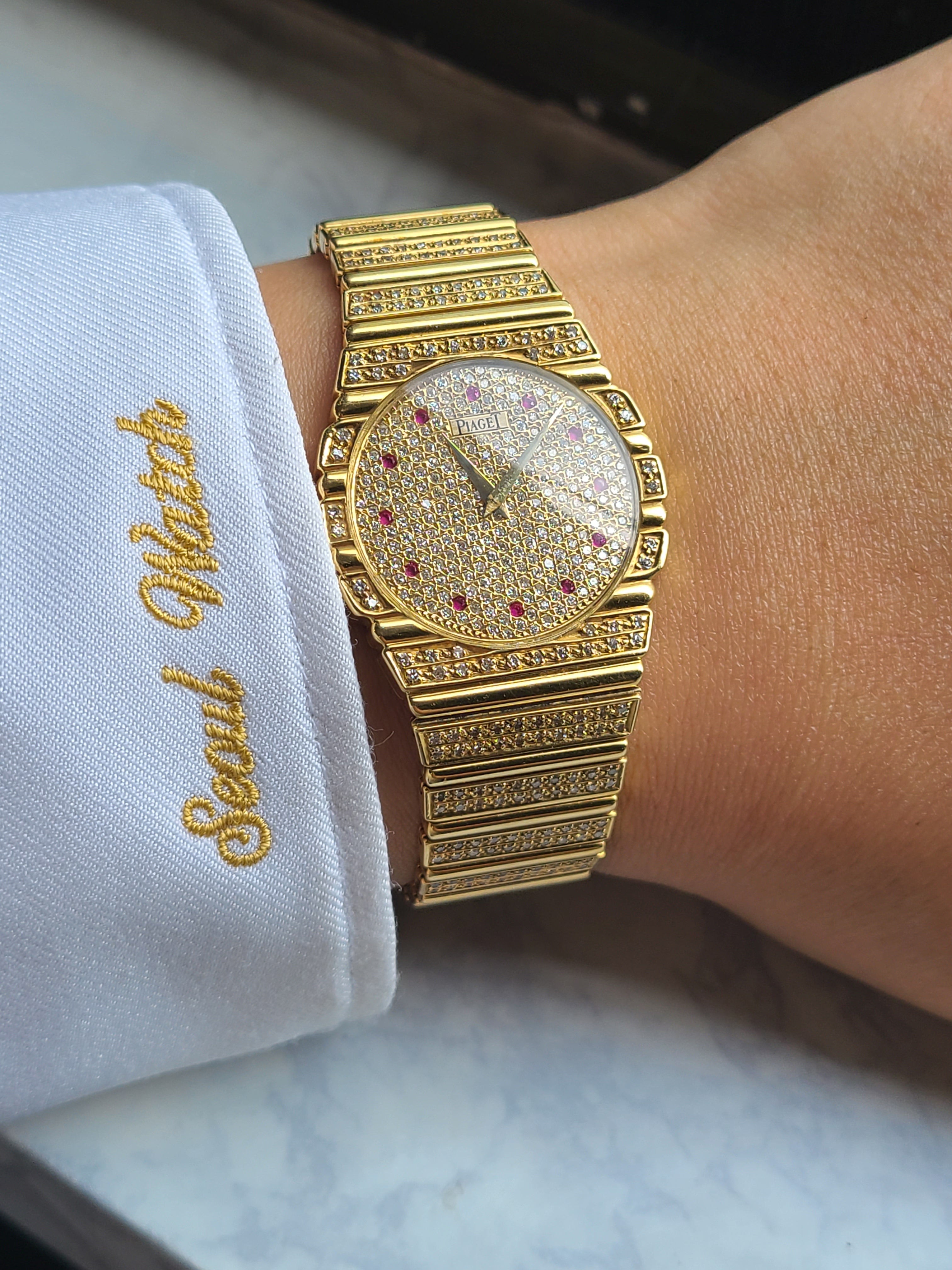 Piaget Polo Medium Diamond 18K YG 1979 피아제 폴로 미디움 루비 풀다이아몬드 18K 옐로우골드 금통 1979