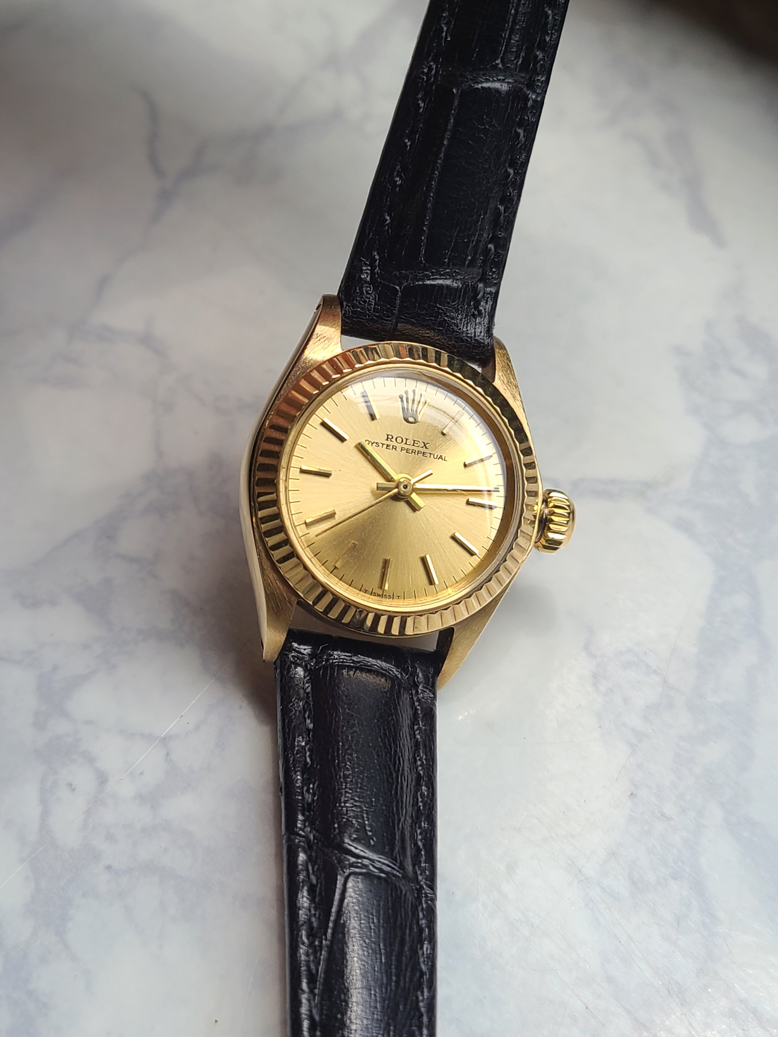 Rolex OP 14K Solid Gold Women's 롤렉스 여성용 오이스터퍼페추얼 14K 옐로우골드 금통 여성용