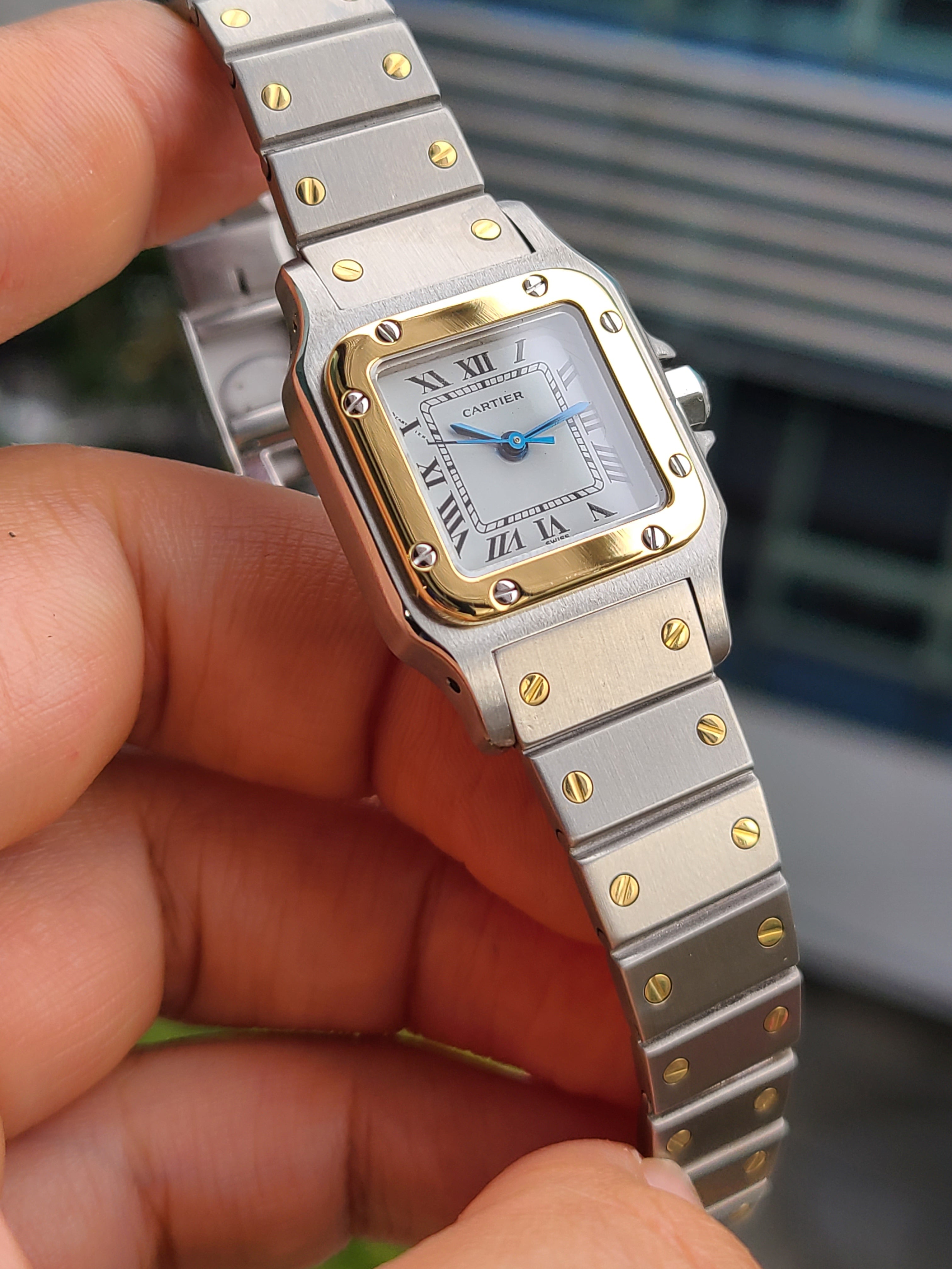 Cartier Santos White Romman 18K Two-Tone SM 까르띠에 산토스 화이트로만 18K 콤비 SM 스몰 여성용