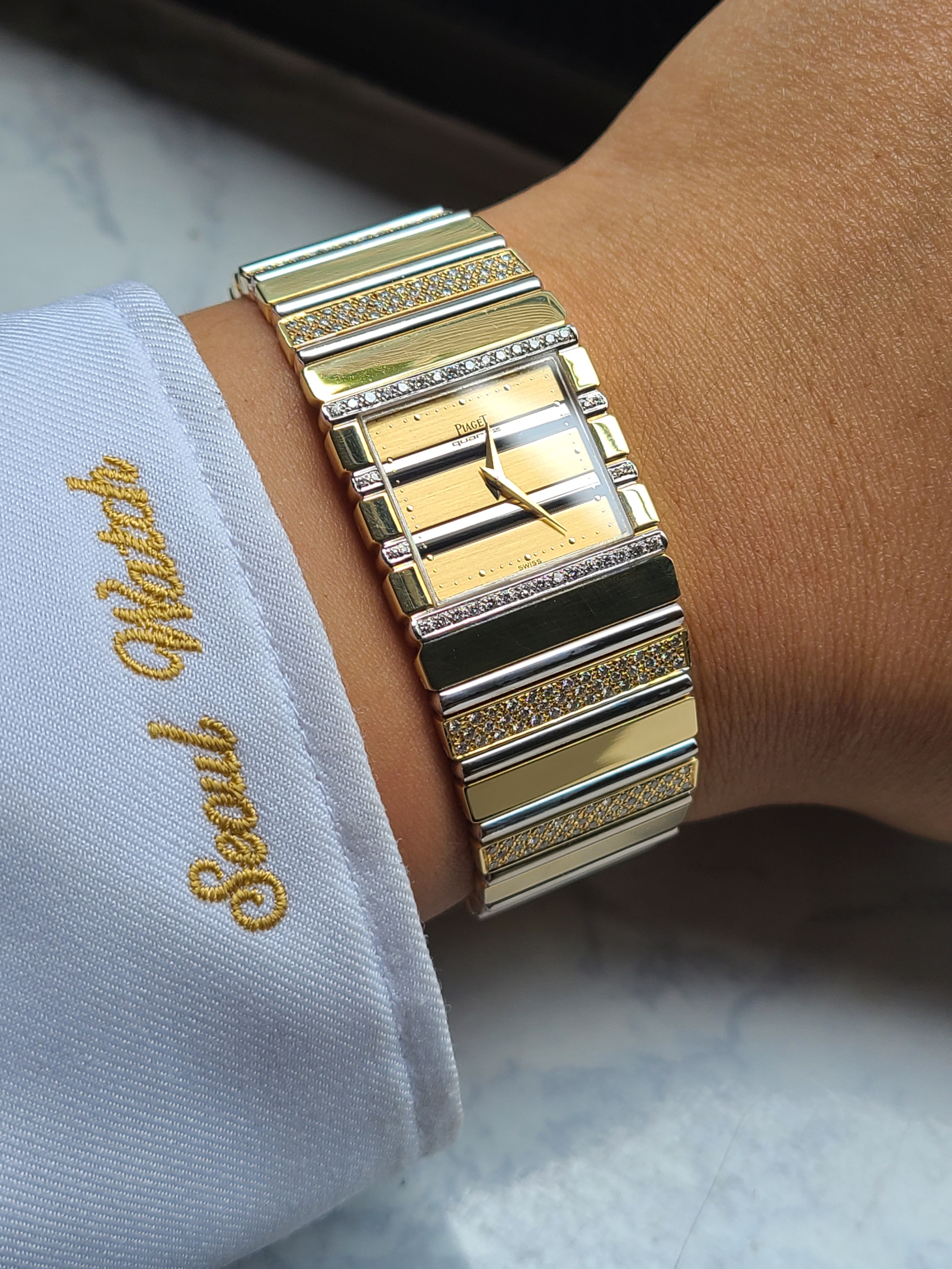 Piaget Polo Square Diamond 18K YG 피아제 폴로 스퀘어 다이아몬드 18K 금통 남성용