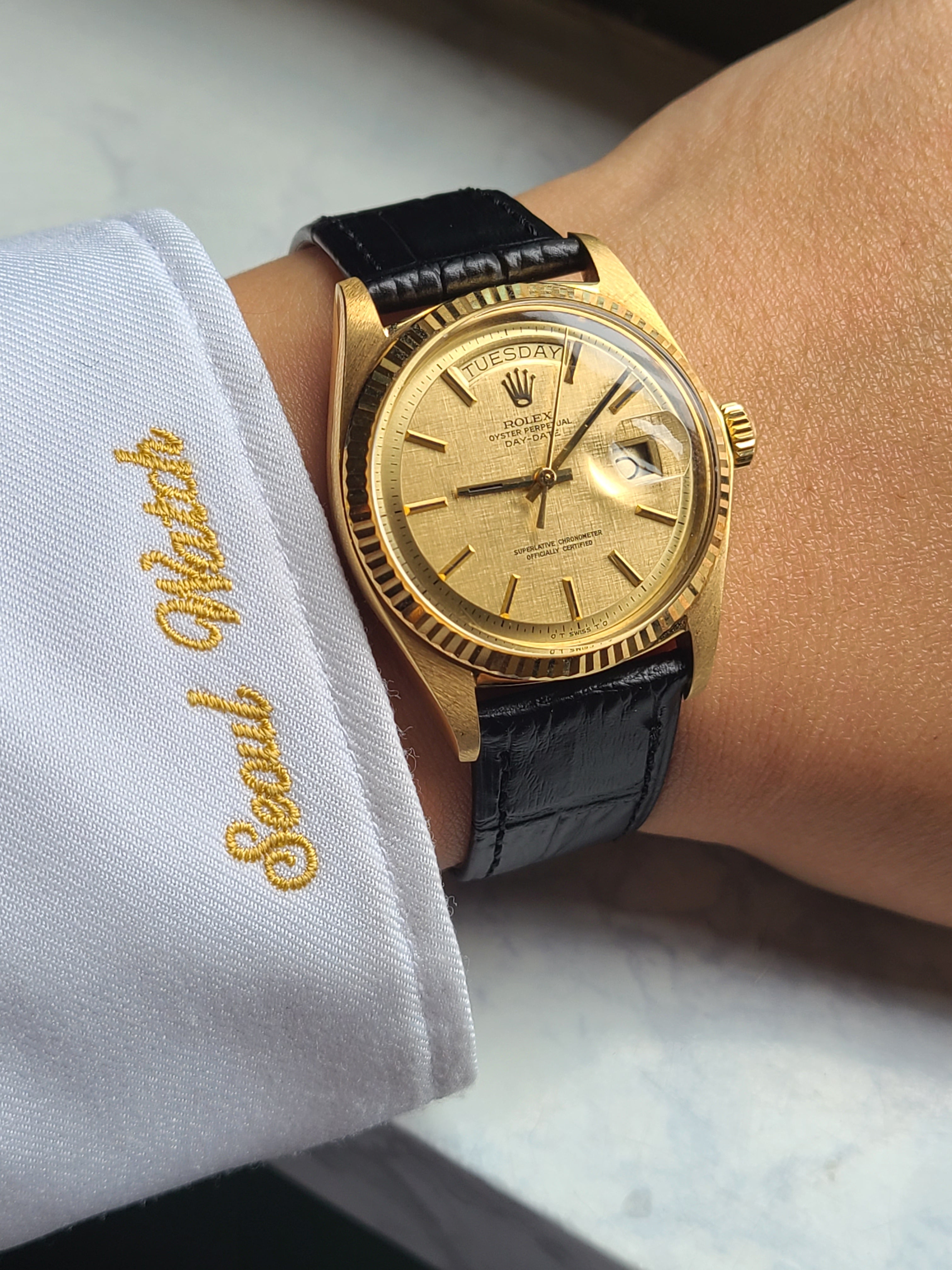 Rolex Day-Date 36 Linen 18K Solid YG Vintage 롤렉스 데이데이트 36 린넨다이얼 18K 옐로우골드 금통 빈티지