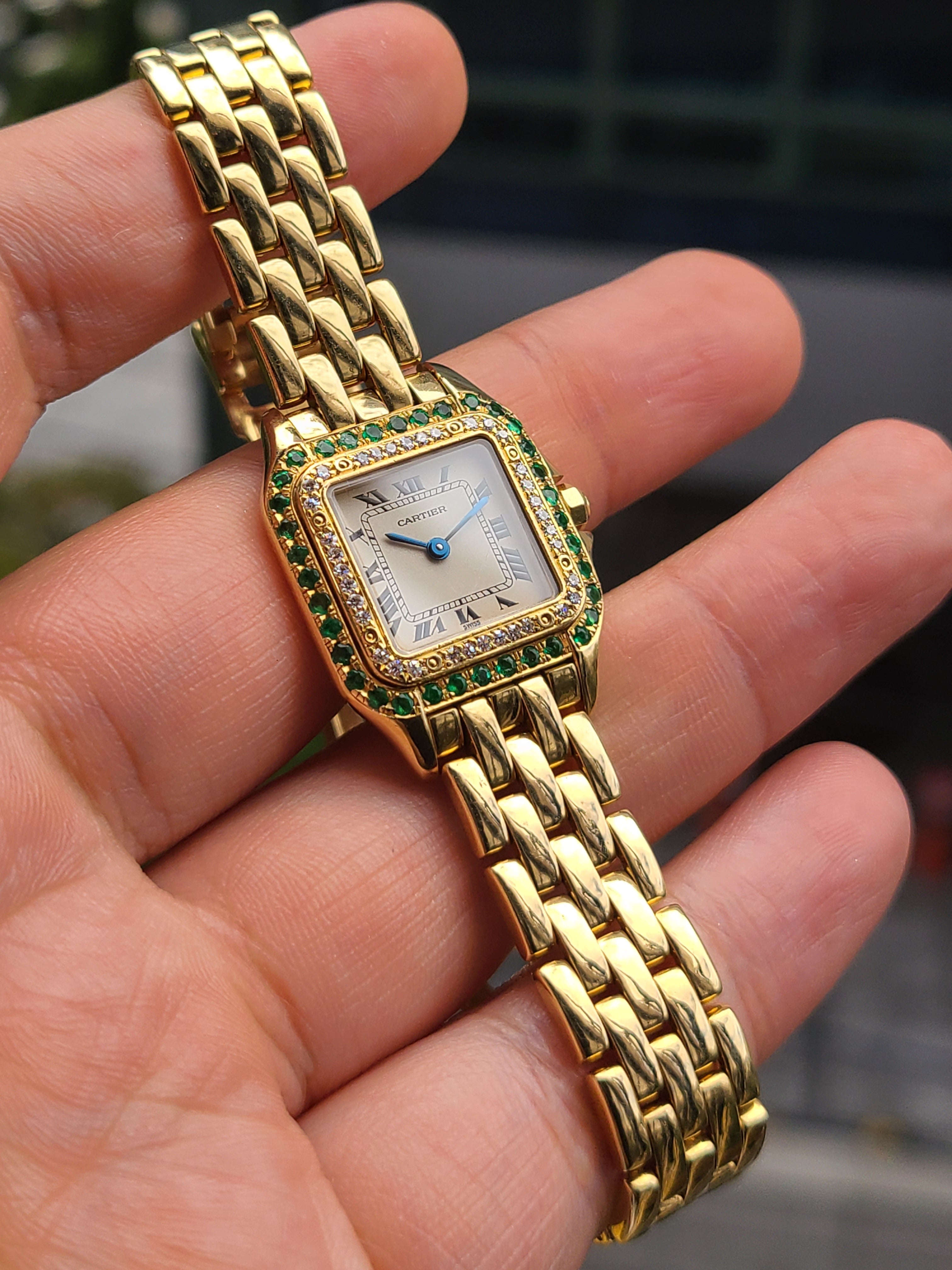 Cartier Panthère de Cartier Emerald Dia 18K SM 까르띠에 팬더 에메랄드 다이아몬드 18K 옐로우골드 금통 SM 스몰 여성
