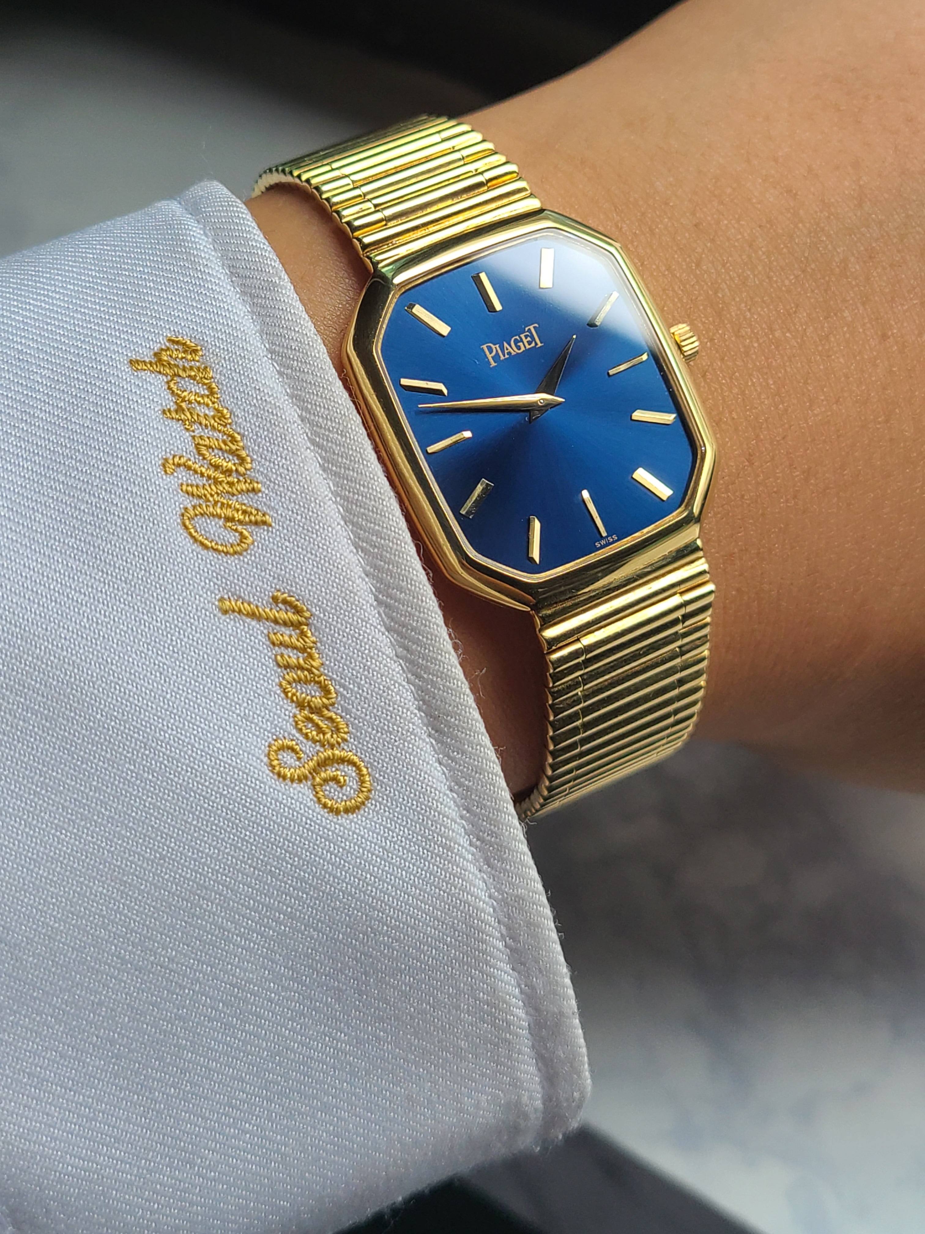 Piaget Octagon Octo Octagon Ellipse 18K YG 피아제 옥타곤 옥토 엘립스 18K 옐로우골드 청판 블루 빈티지