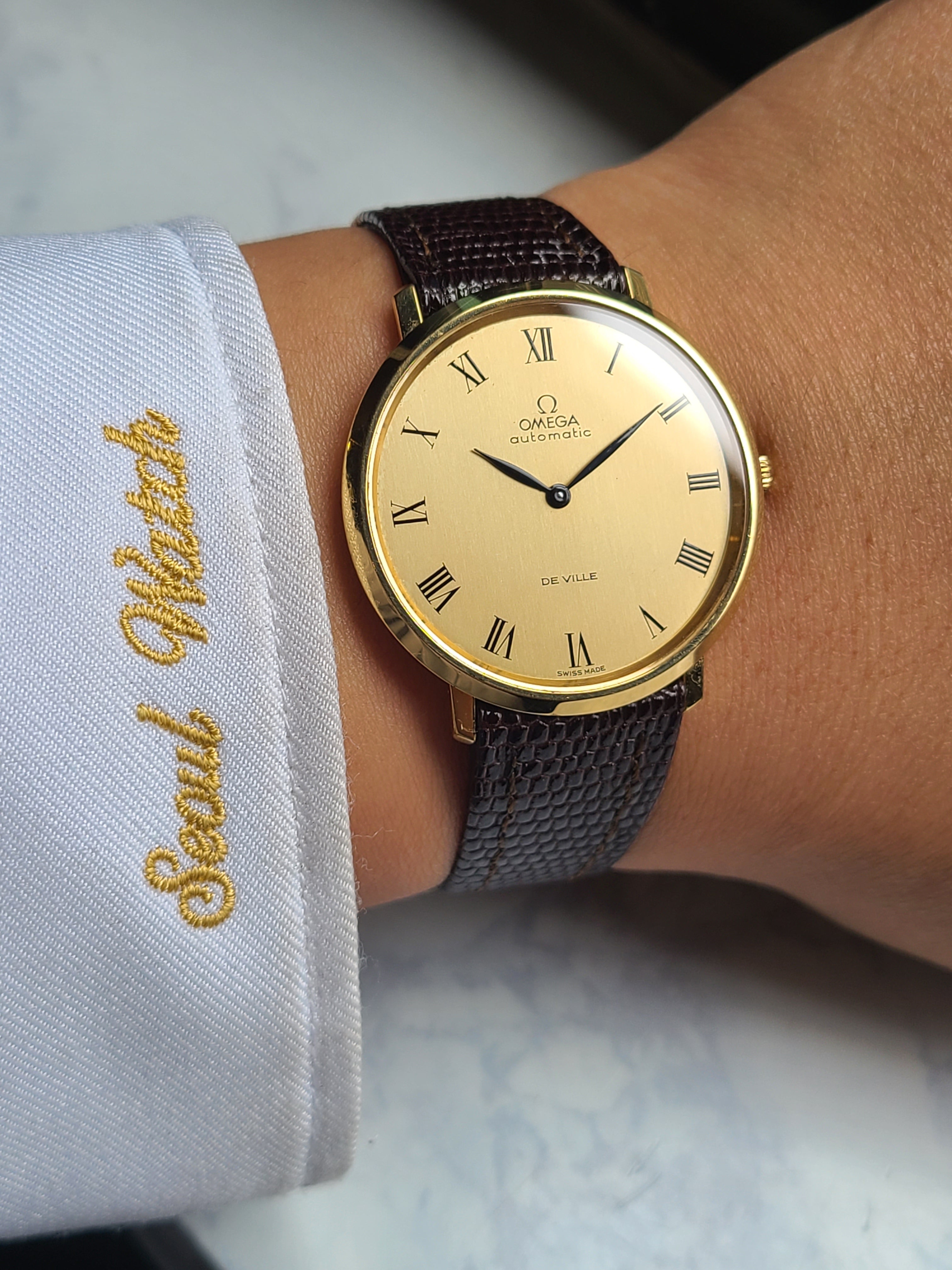 Omega De Ville Jumbo Gold Vintage 오메가 드빌 점보 골드 샴페인 블랙로만 리프핸즈 빈티지