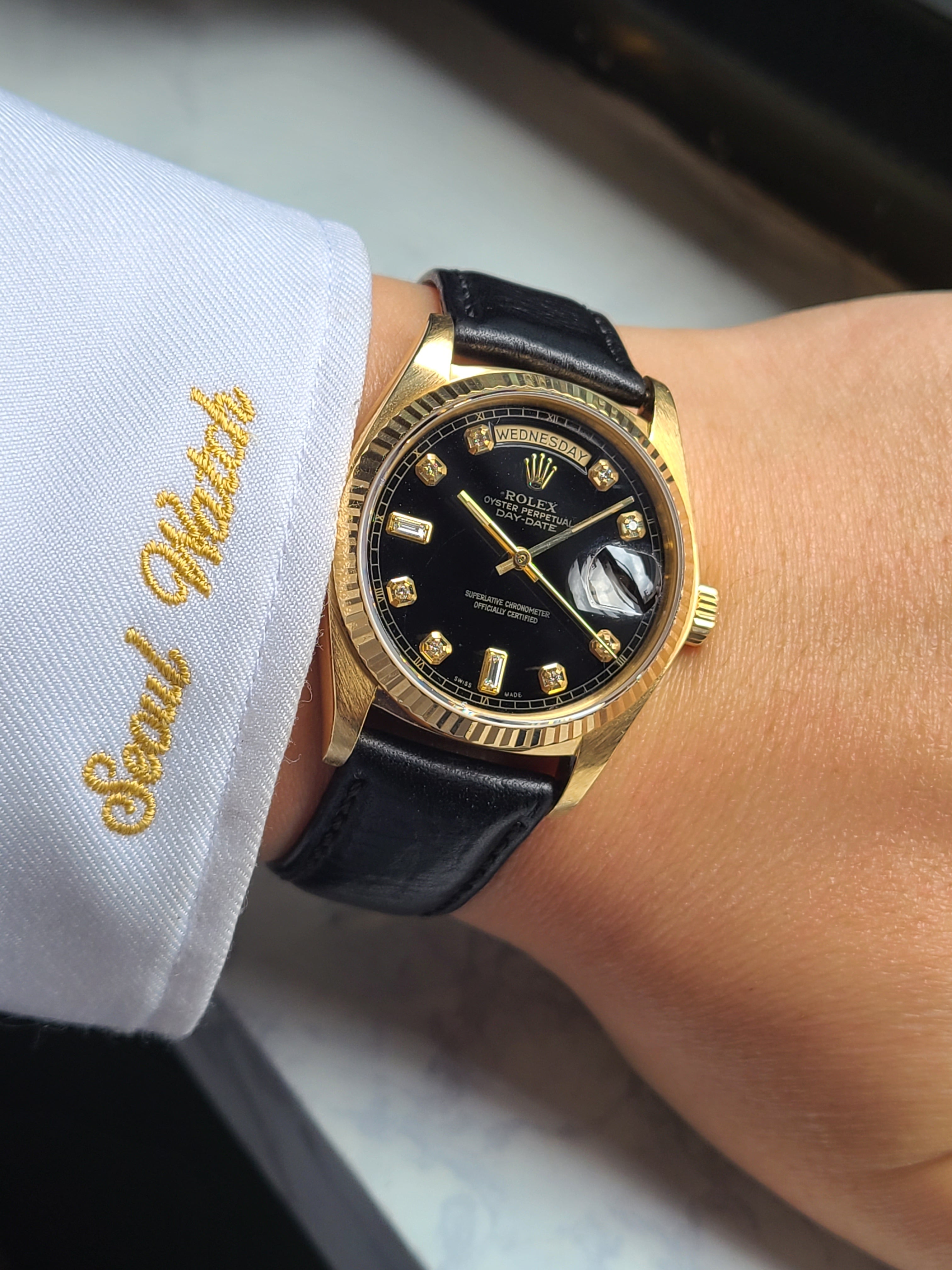 Rolex Date-Date President Black 18038 롤렉스 데이데이트 다이아몬드 블랙 18K 금통