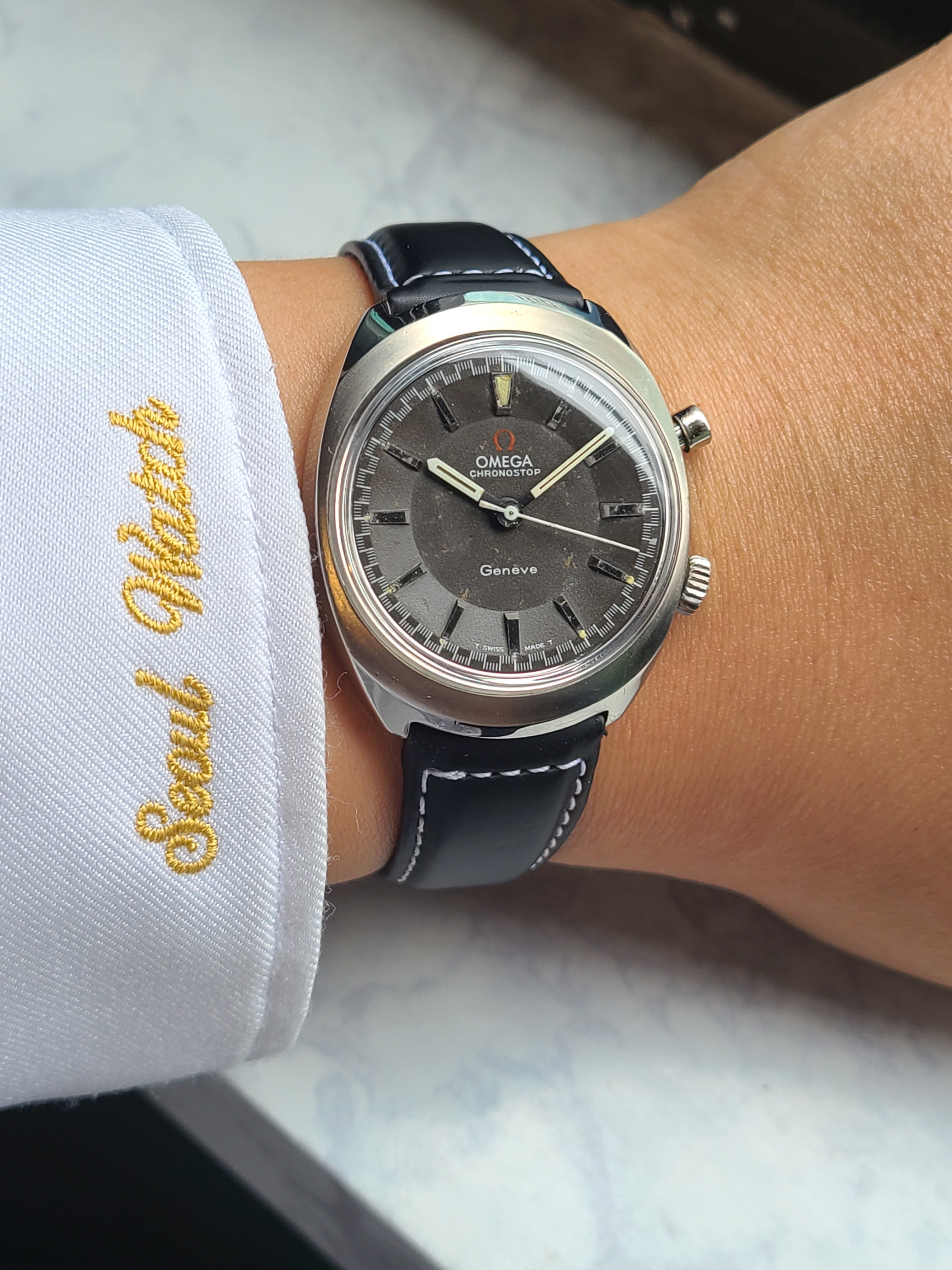 Omega Chronostop Blue Vintage 오메가 제네브 크로노스탑 매 그레이 빈티지