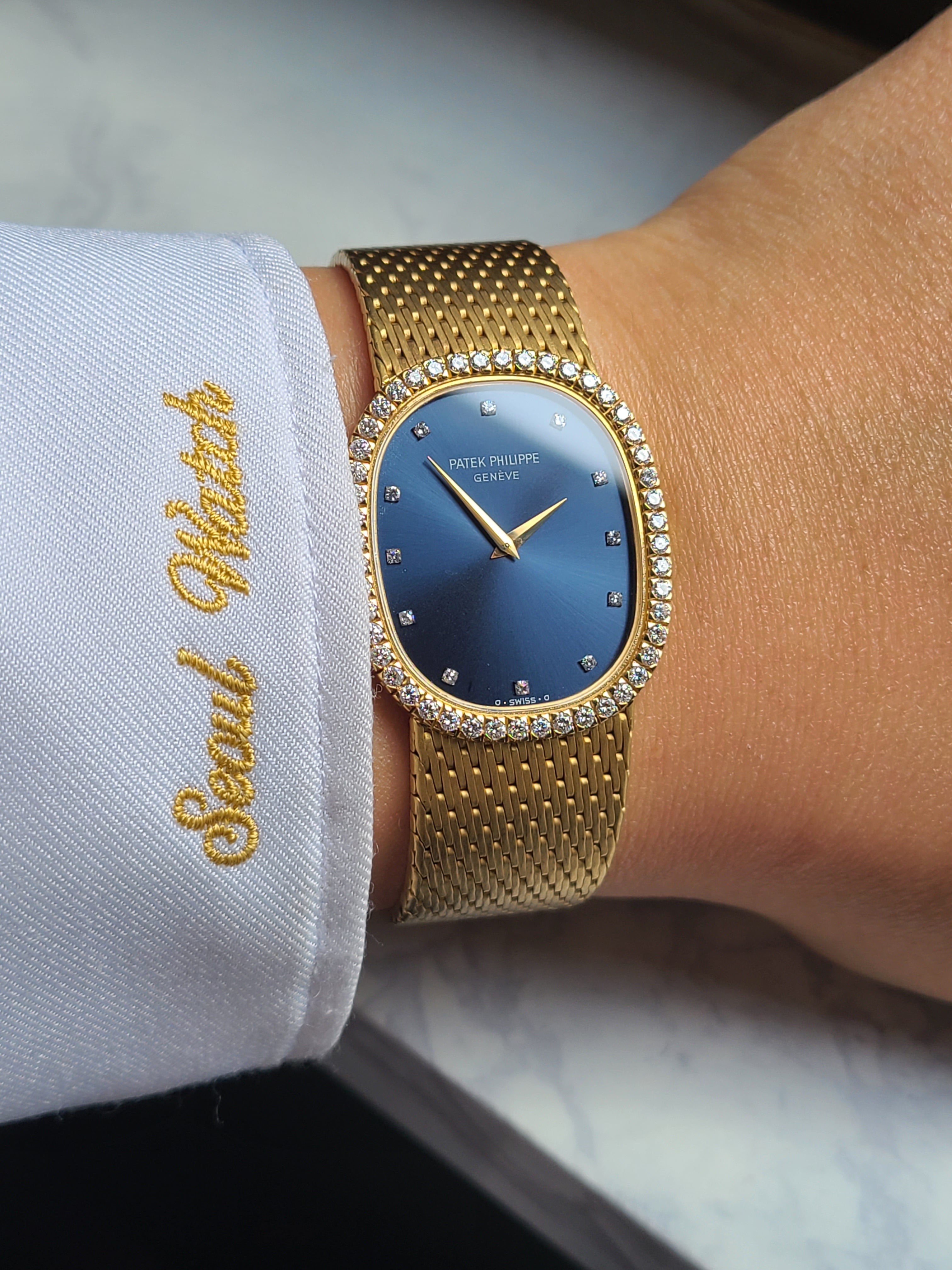 Patek Philippe Golden Ellipse Blue Diamond 18K Y 파텍필립 골든 엘립스 청판 블루 풀다이아몬드 12P 18K 옐로우골드 남성용 미사용 소장품