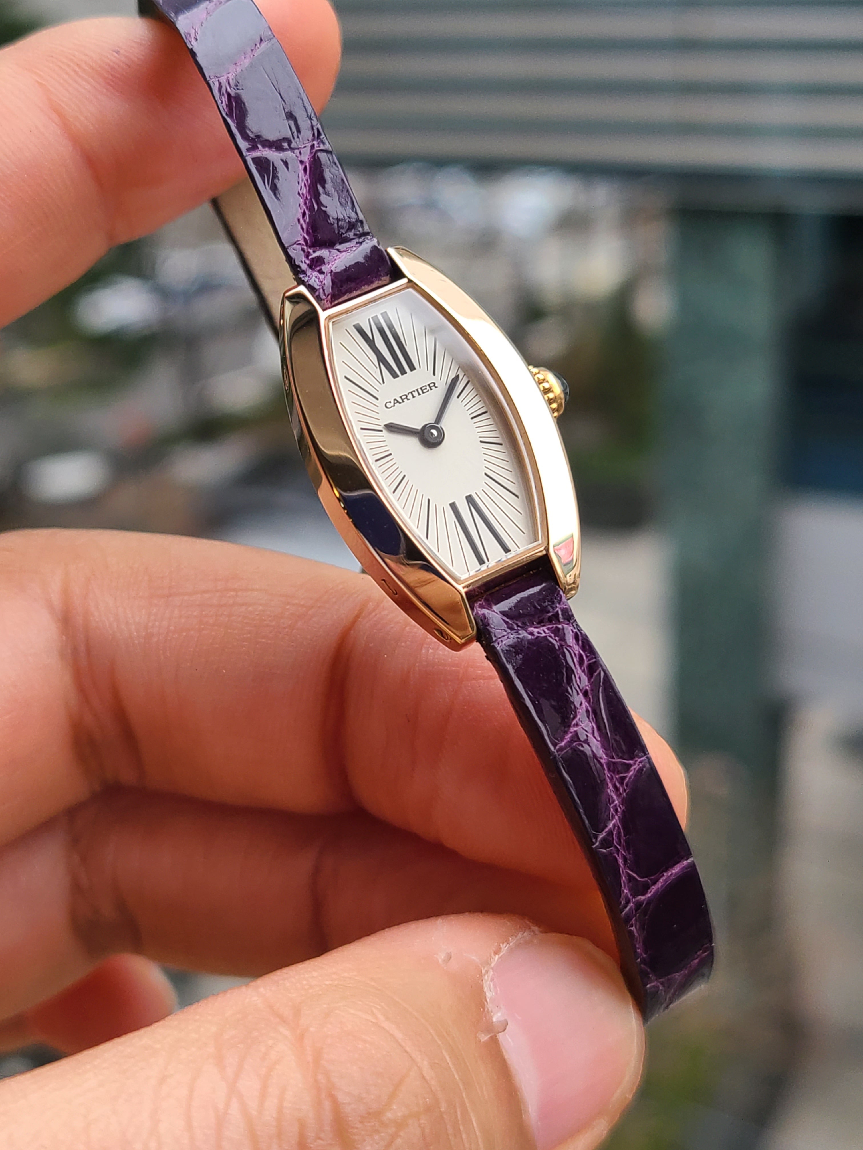 Cartier Mini Tonneau Lanieres RG Women's 까르띠에 또노 MINI 미니 18K 로즈골드 여성용 퍼플엘리