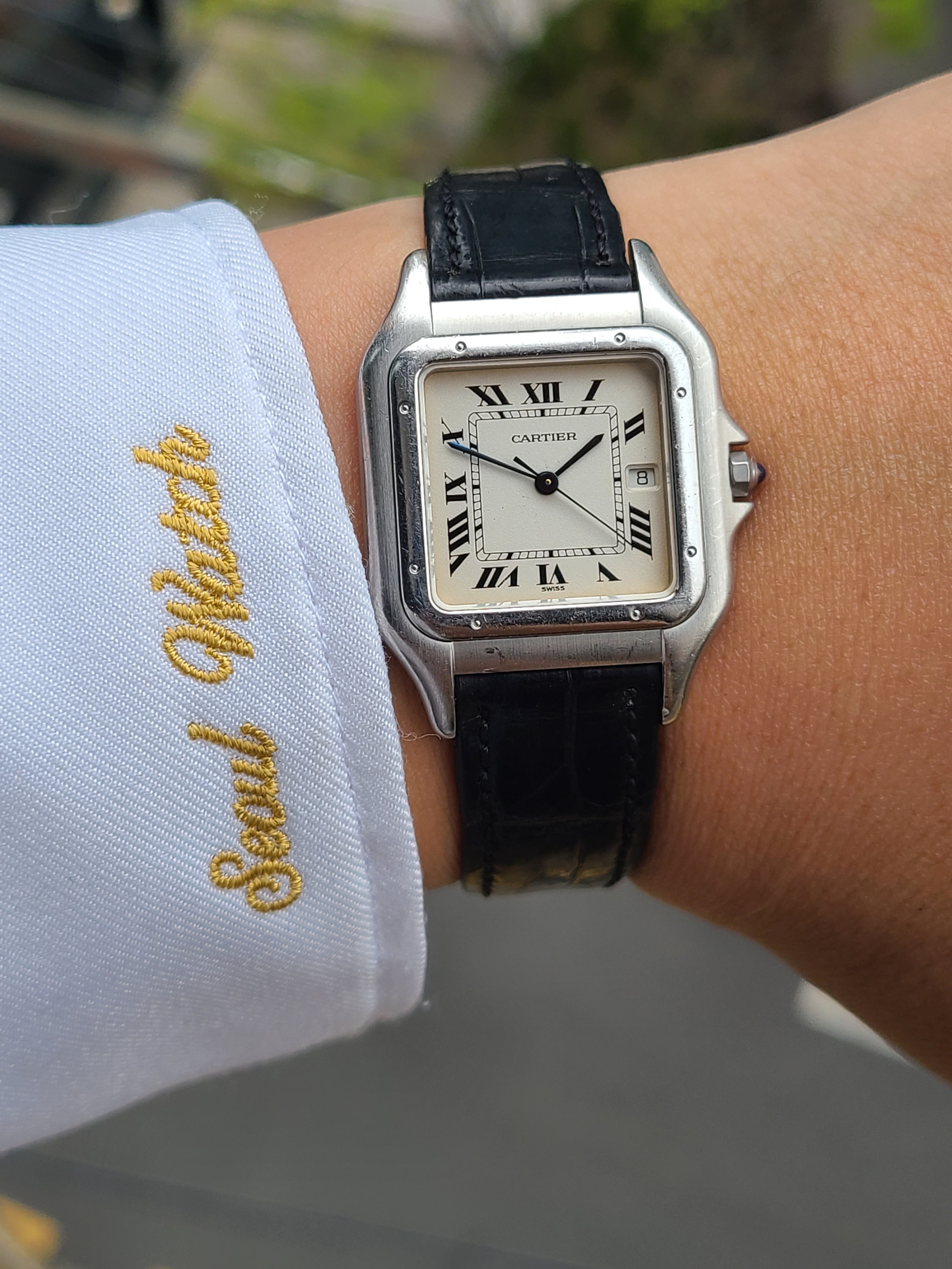 Cartier Panthere De Cartier Men's Large 까르띠에 팬더 드 까르띠에 스틸 남성용 라지사이즈 가죽모델