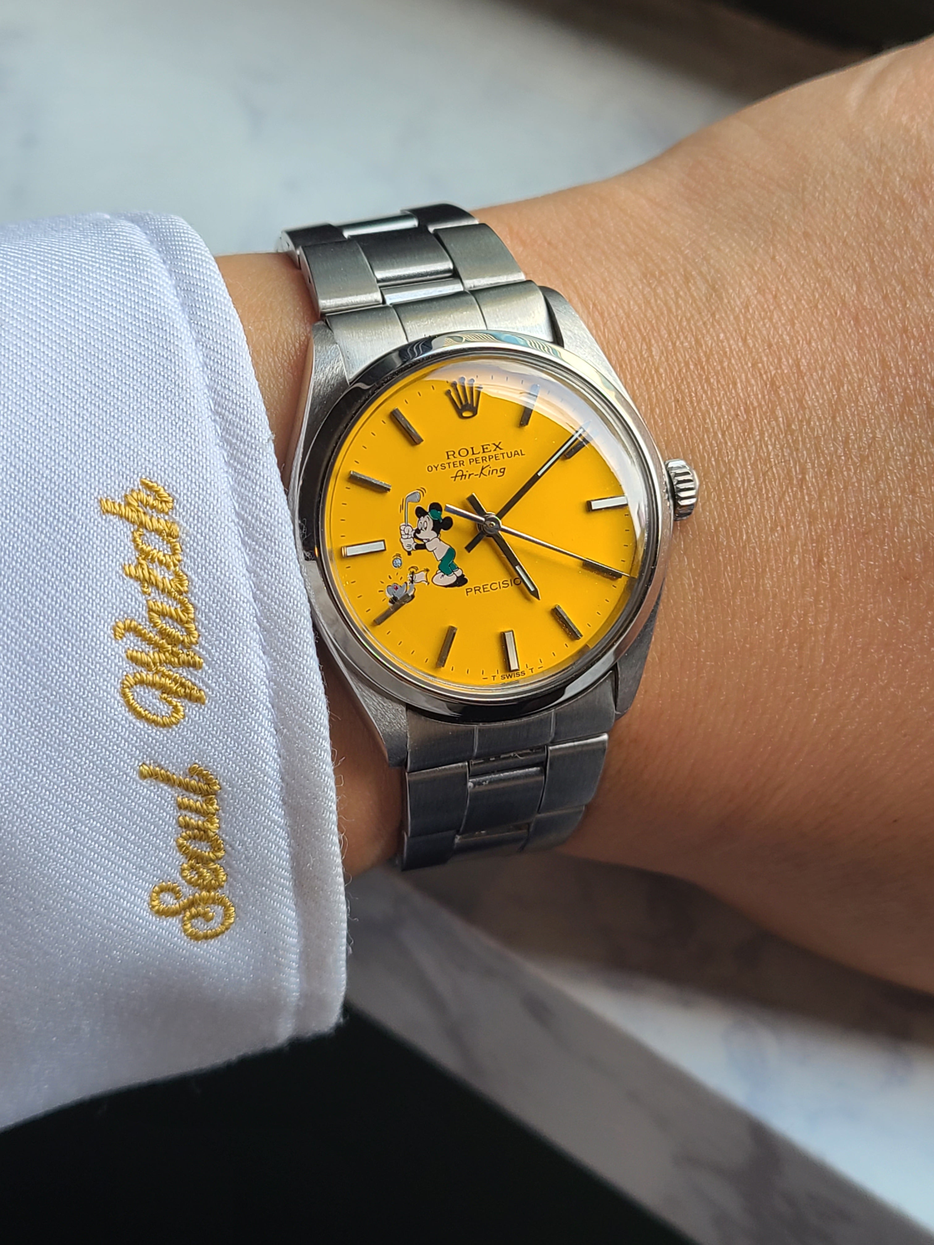 Rolex OP Airking Yellow Stella Dial Vintage 롤렉스 오이스터퍼페추얼 에어킹 옐로우 스텔라 미키마우스 빈티지