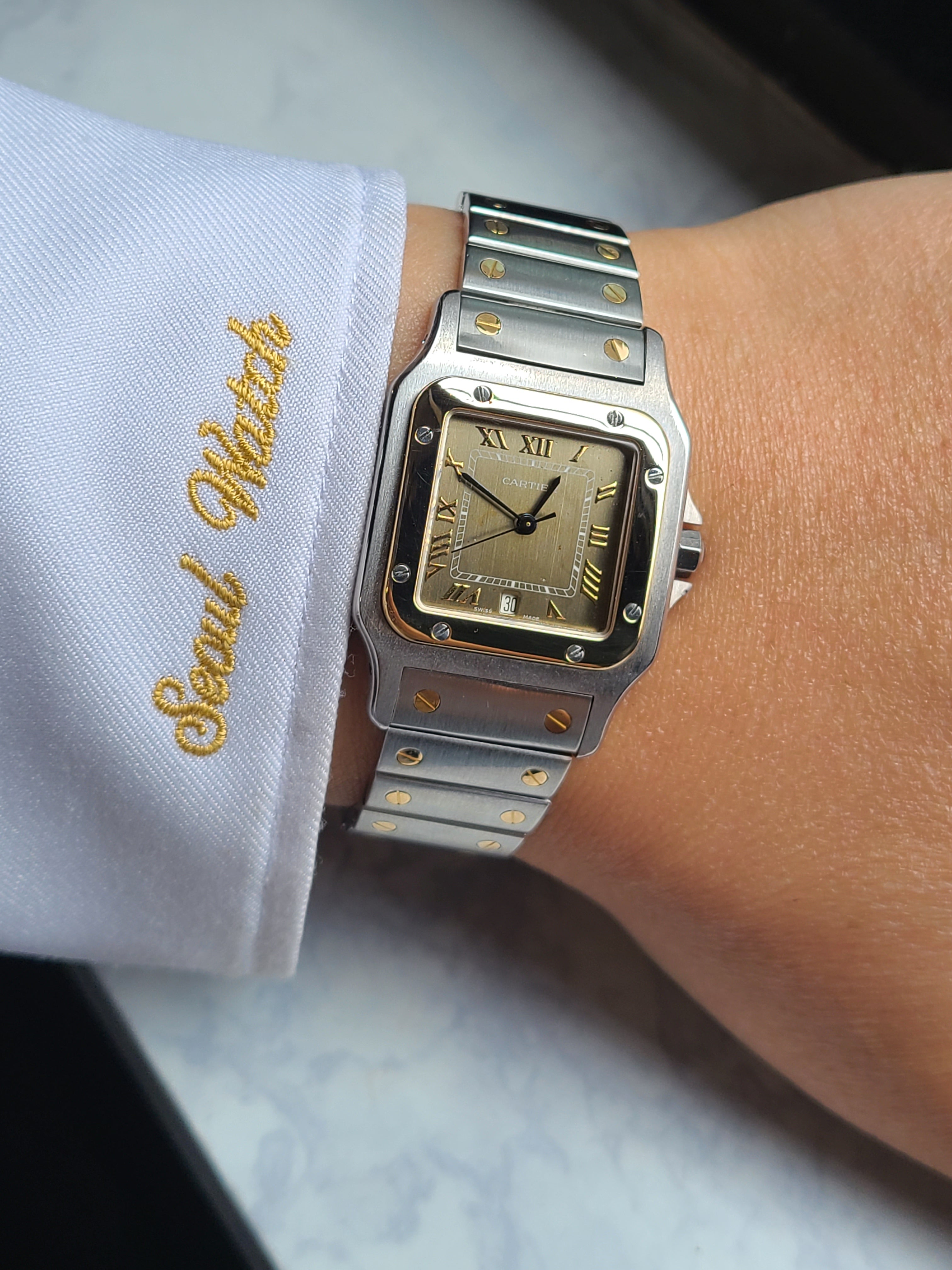 Cartier Santos Galbee Slate Grey Dial LM 까르띠에 산토스 입체 슬레이트 그레이다이얼 18K 콤비 LM 라지 2
