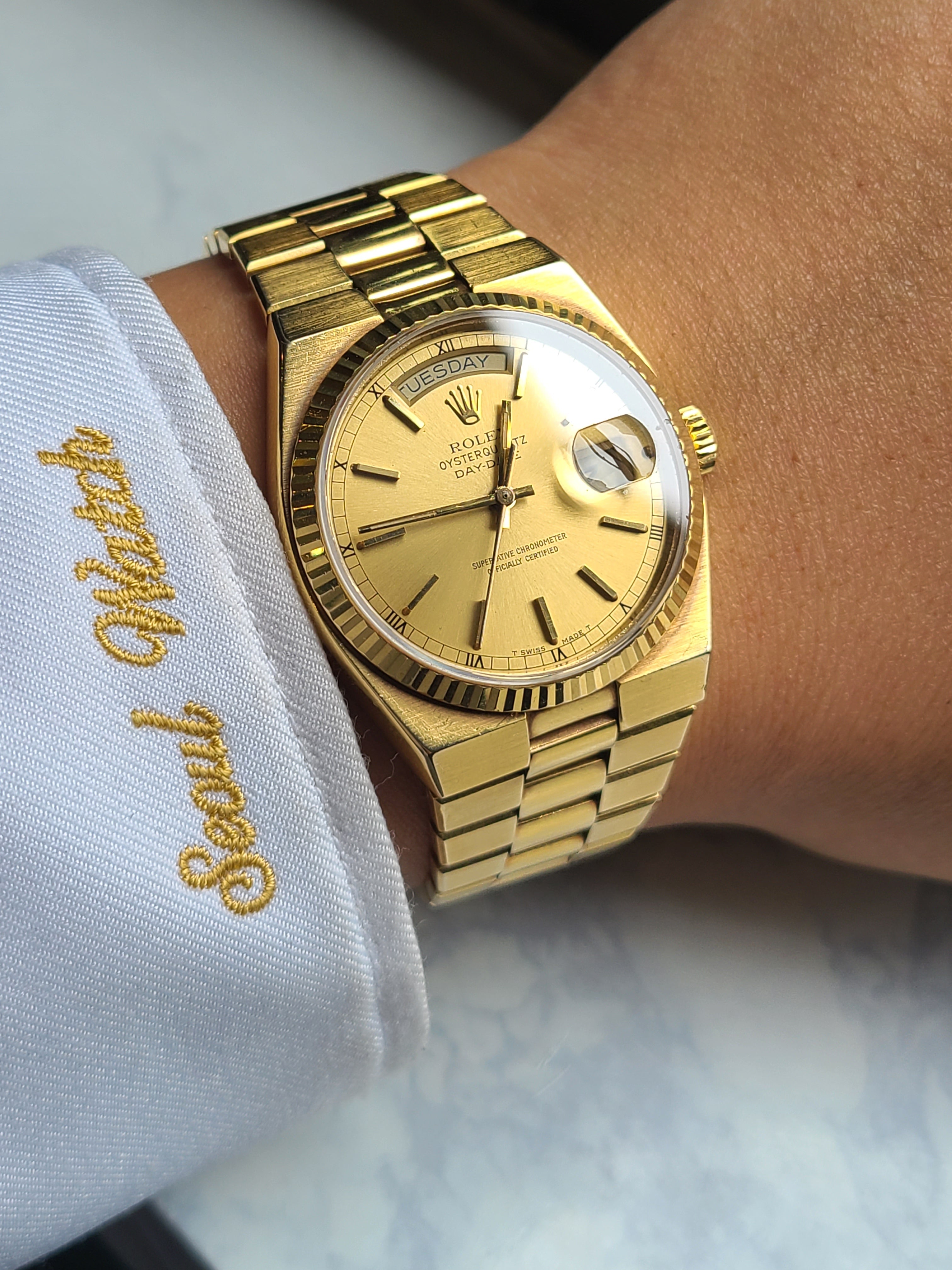 Rolex Day-Date Oysterquartz 롤렉스 데이데이트 36 오이스터쿼츠 샴페인골드 18K 옐로우골드 금통