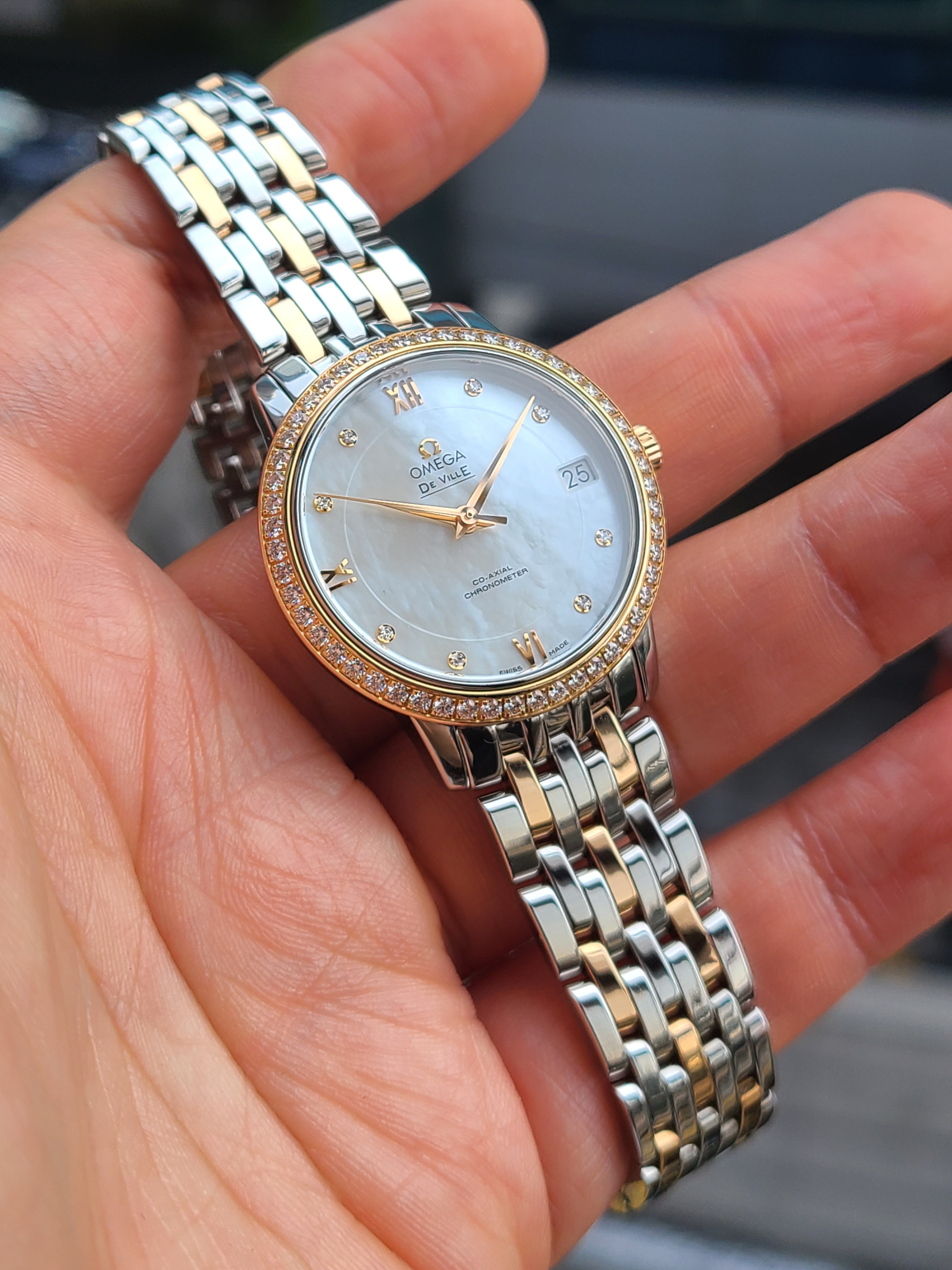 Omega Devile Diamond Rose Gold 33 오메가 드빌 다이아몬드 18K 로즈 골드 콤비 코엑시얼 33mm