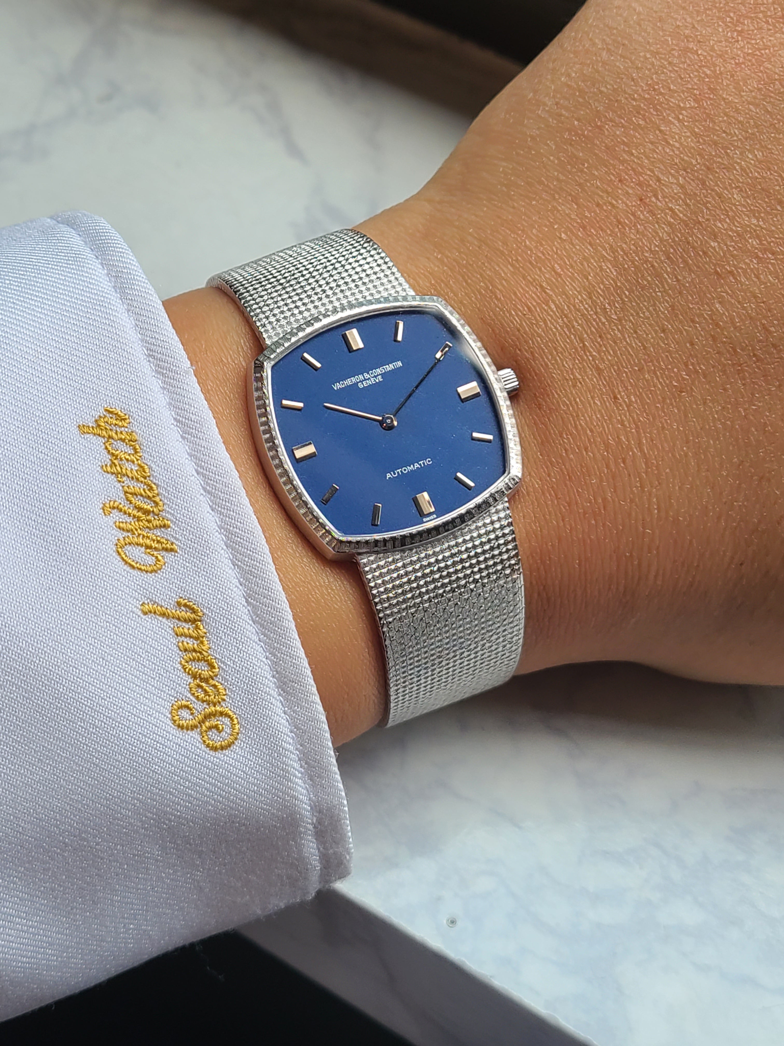 Vacheron Constantin WG 18K 바쉐론콘스탄틴 쿠션 점보 매트블루 18K 화이트골드 금통