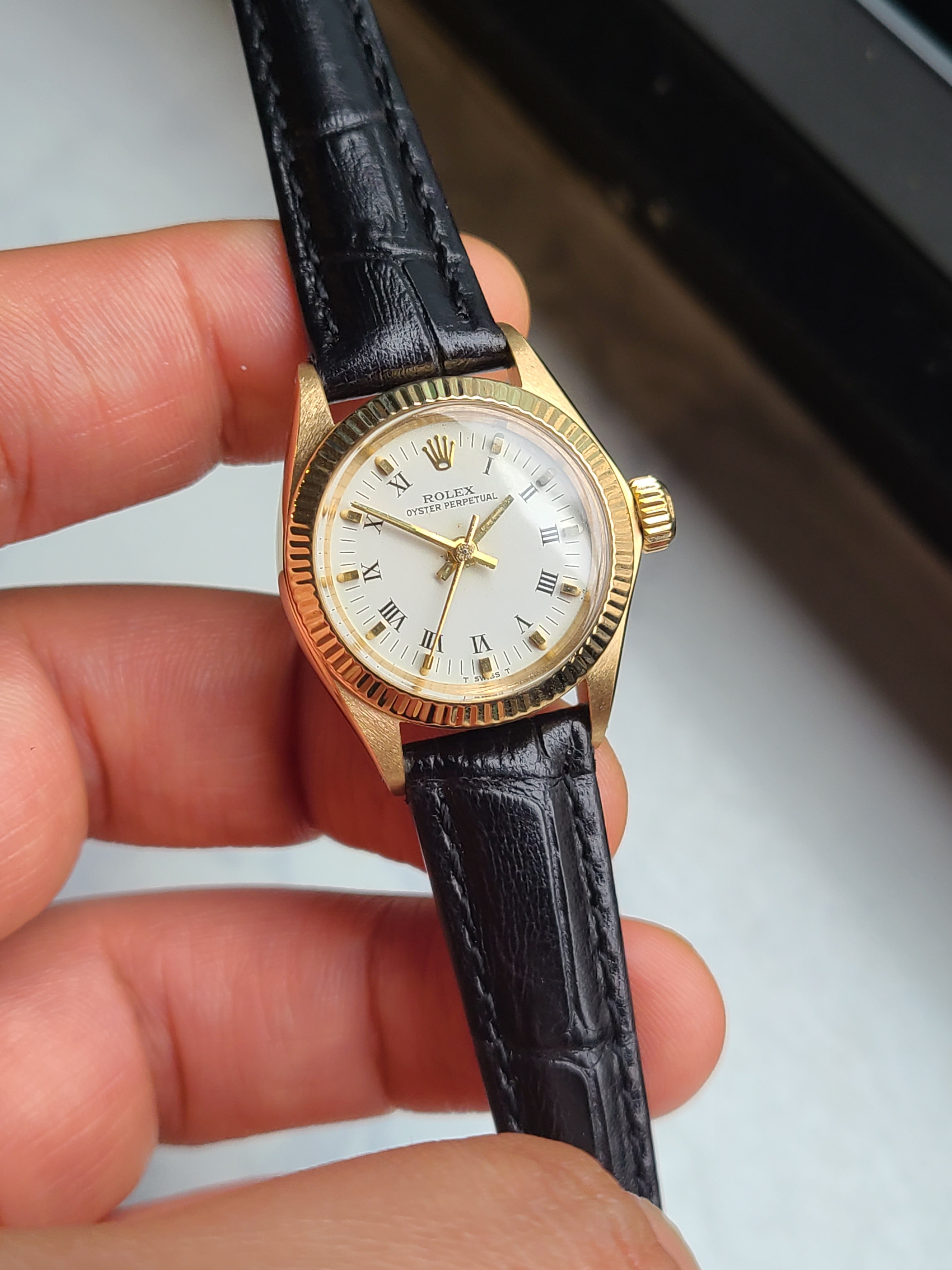 Rolex Oyster Perpetual 18K Solid Gold Women's 롤렉스 여성용 오이스터퍼페추얼 18K 옐로우골드 금통